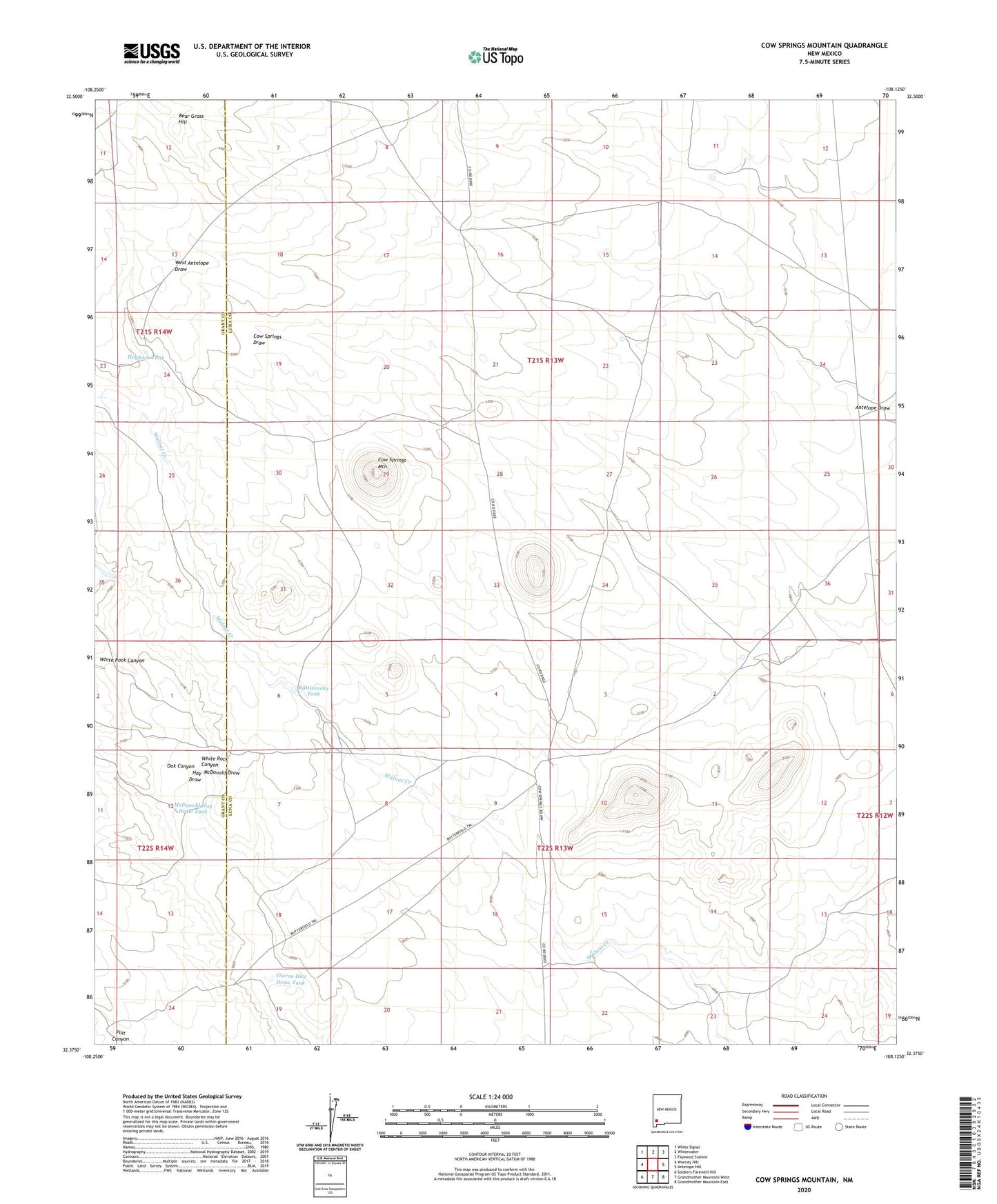 Cow Springs Mountain New Mexico US Topo Map Image