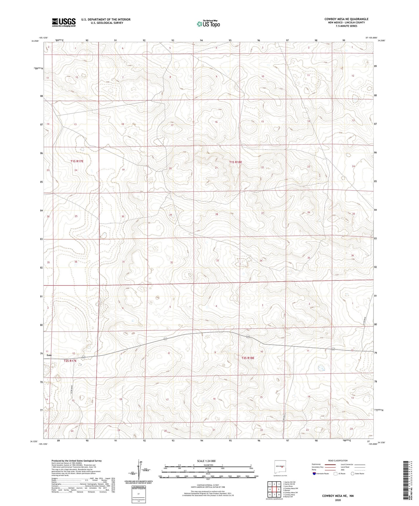 Cowboy Mesa NE New Mexico US Topo Map Image