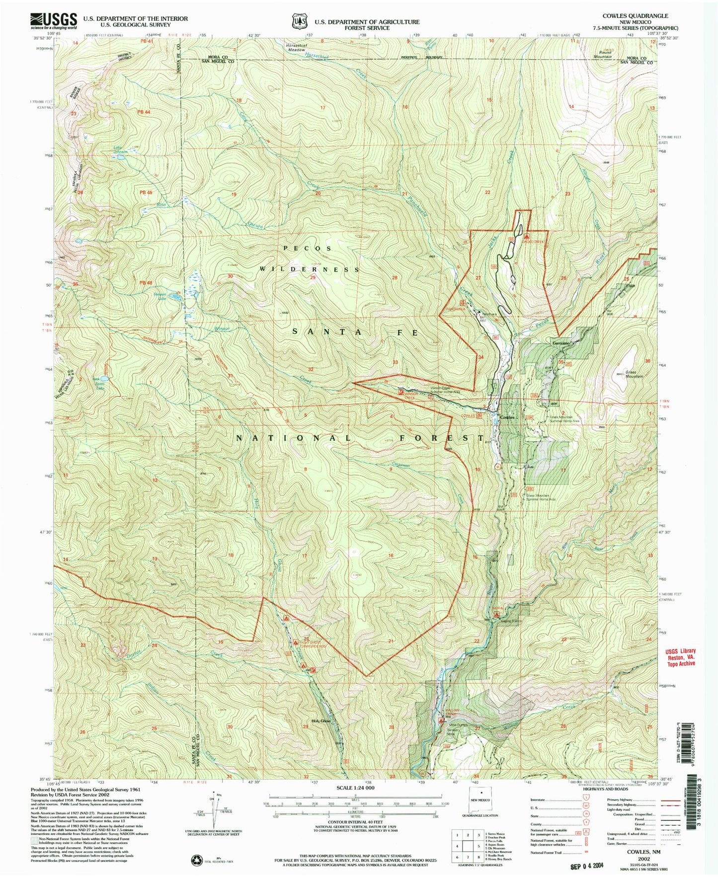 USGS Classic Cowles New Mexico 7.5'x7.5' Topo Map Image
