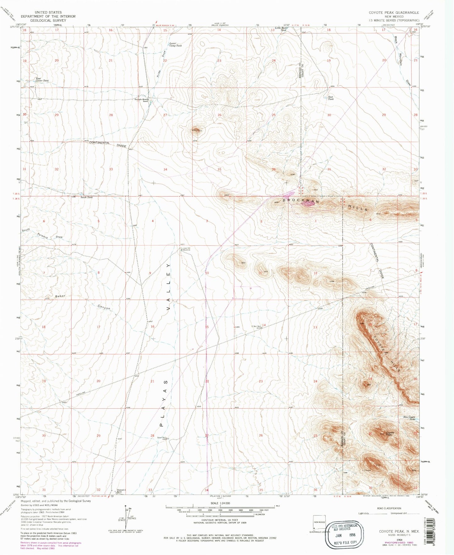 Classic USGS Coyote Peak New Mexico 7.5'x7.5' Topo Map Image