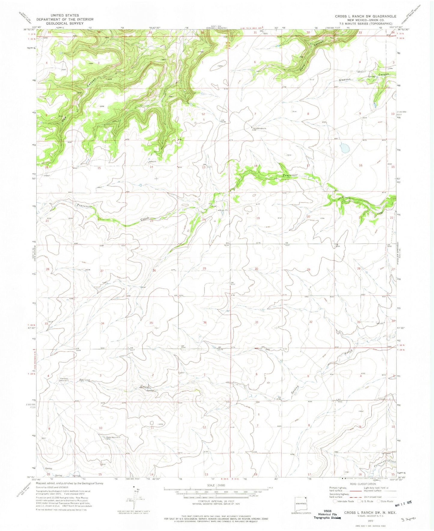 Classic USGS Cross L Ranch SW New Mexico 7.5'x7.5' Topo Map Image