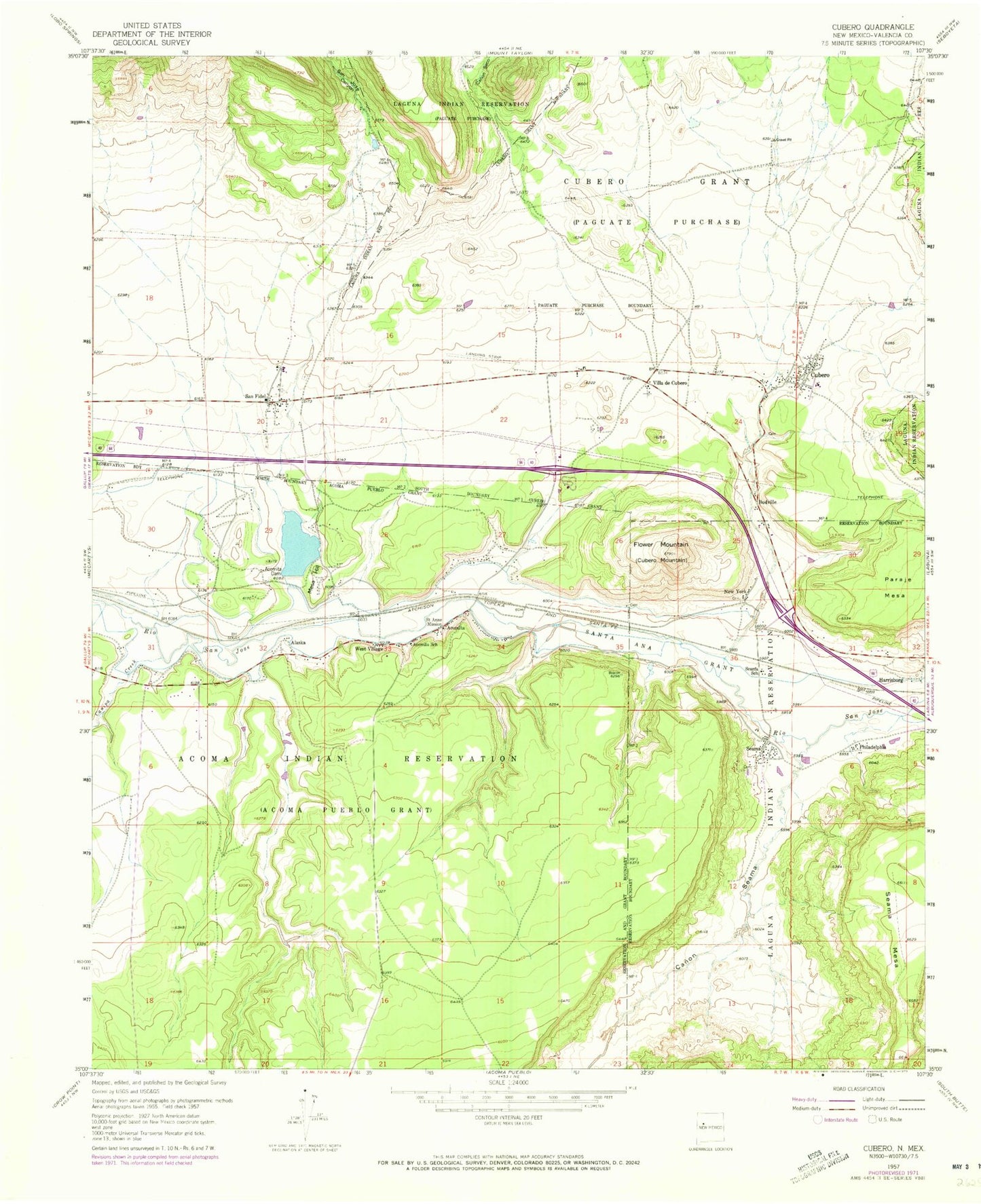 Classic USGS Cubero New Mexico 7.5'x7.5' Topo Map Image