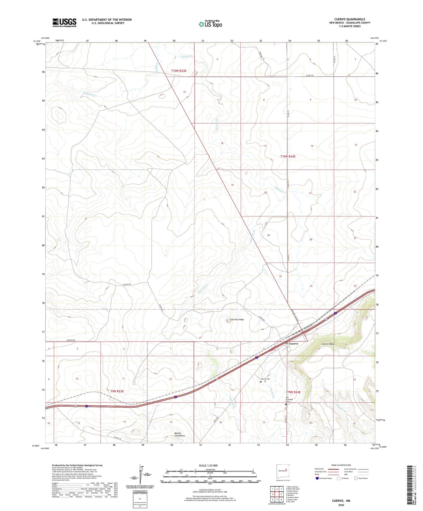 Cuervo New Mexico US Topo Map Image