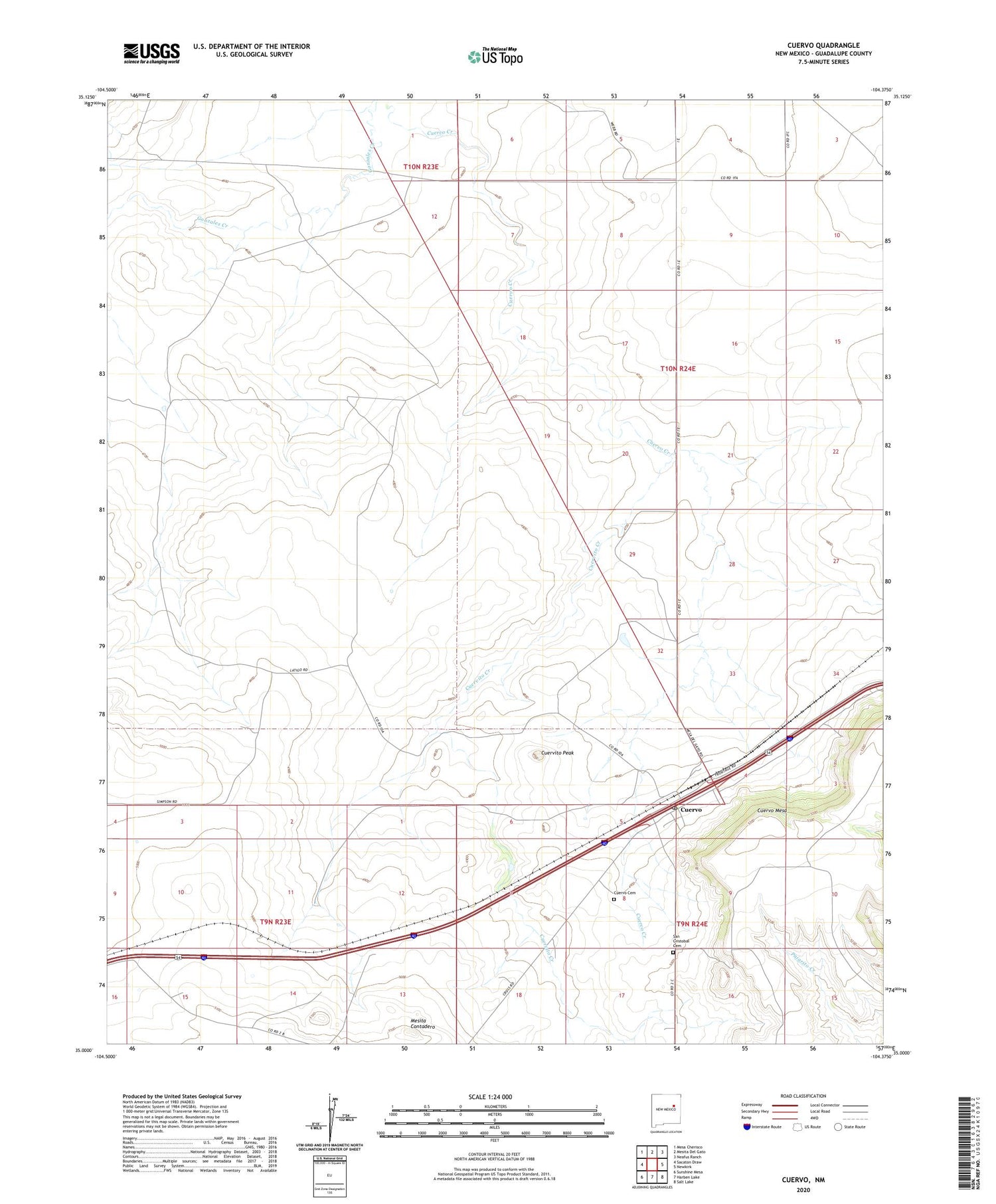 Cuervo New Mexico US Topo Map Image