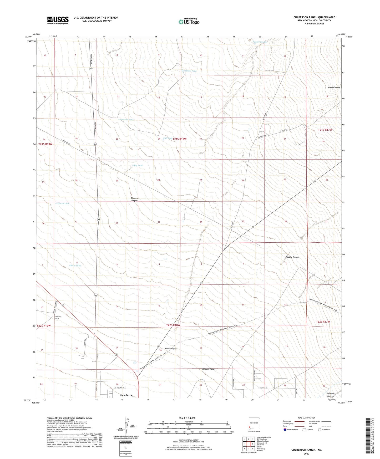 Culberson Ranch New Mexico US Topo Map Image