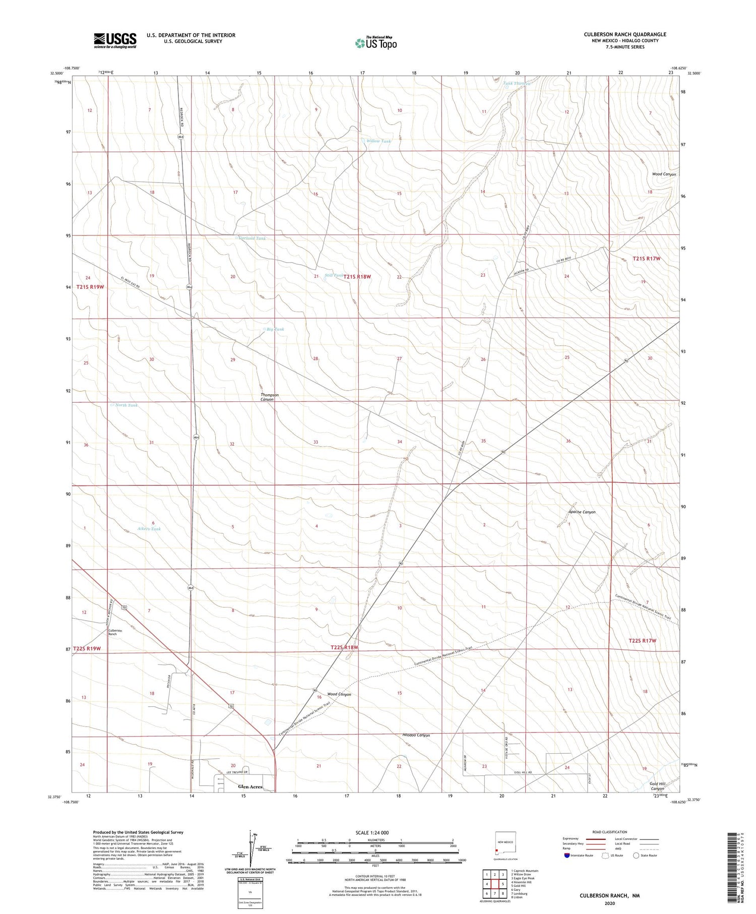 Culberson Ranch New Mexico US Topo Map Image