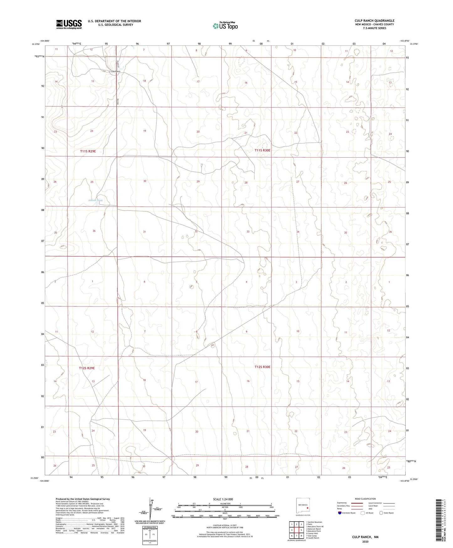 Culp Ranch New Mexico US Topo Map Image