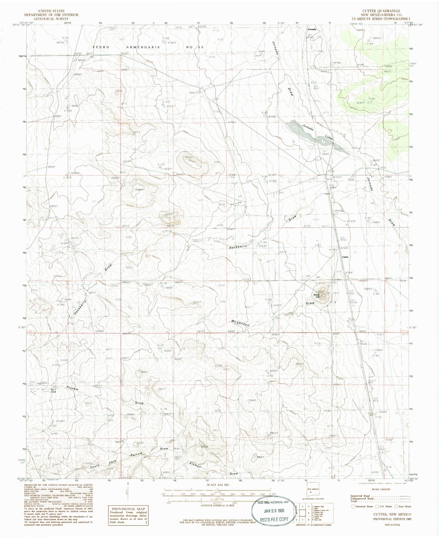 Classic USGS Cutter New Mexico 7.5'x7.5' Topo Map Image