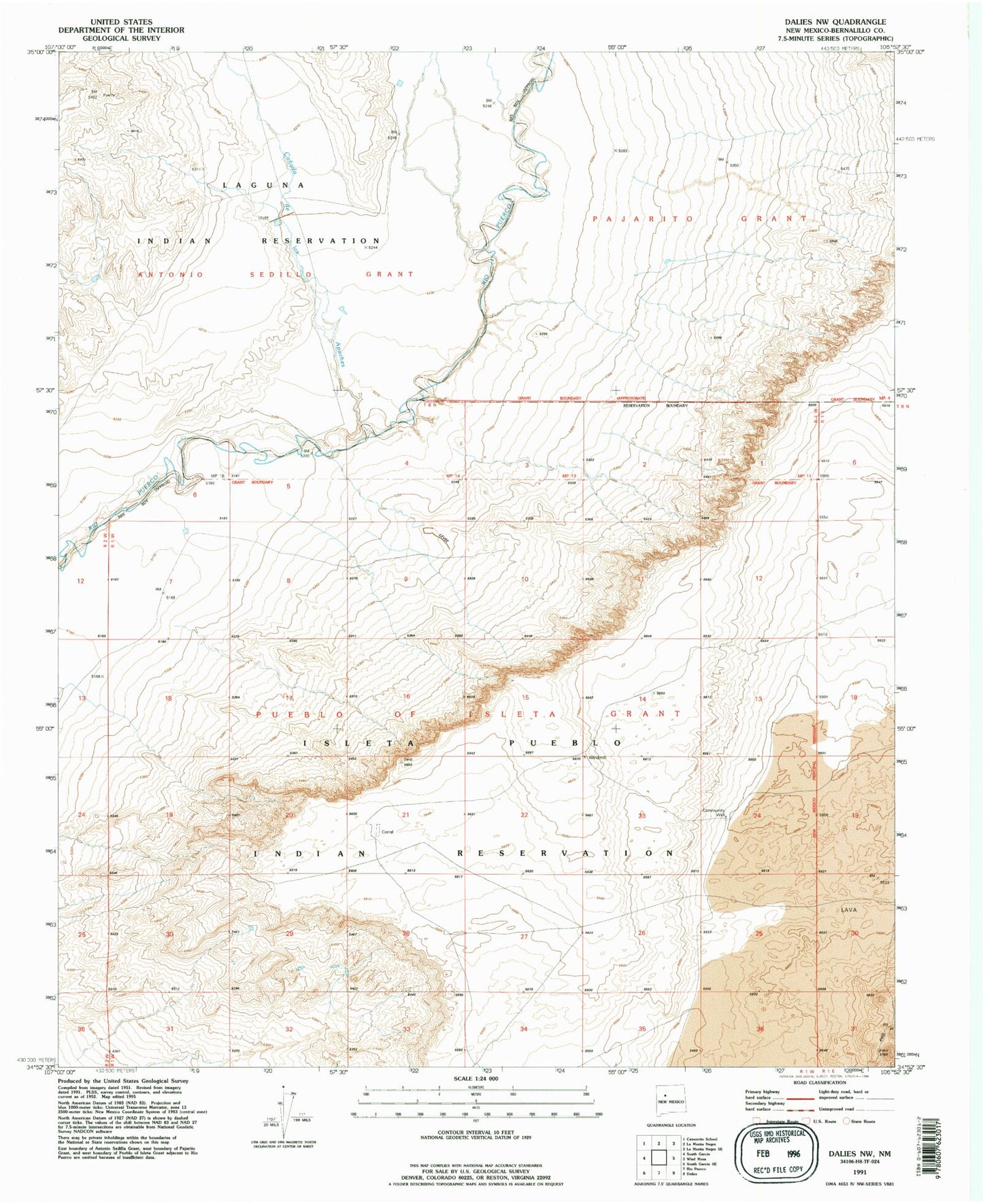 Classic USGS Dalies NW New Mexico 7.5'x7.5' Topo Map Image