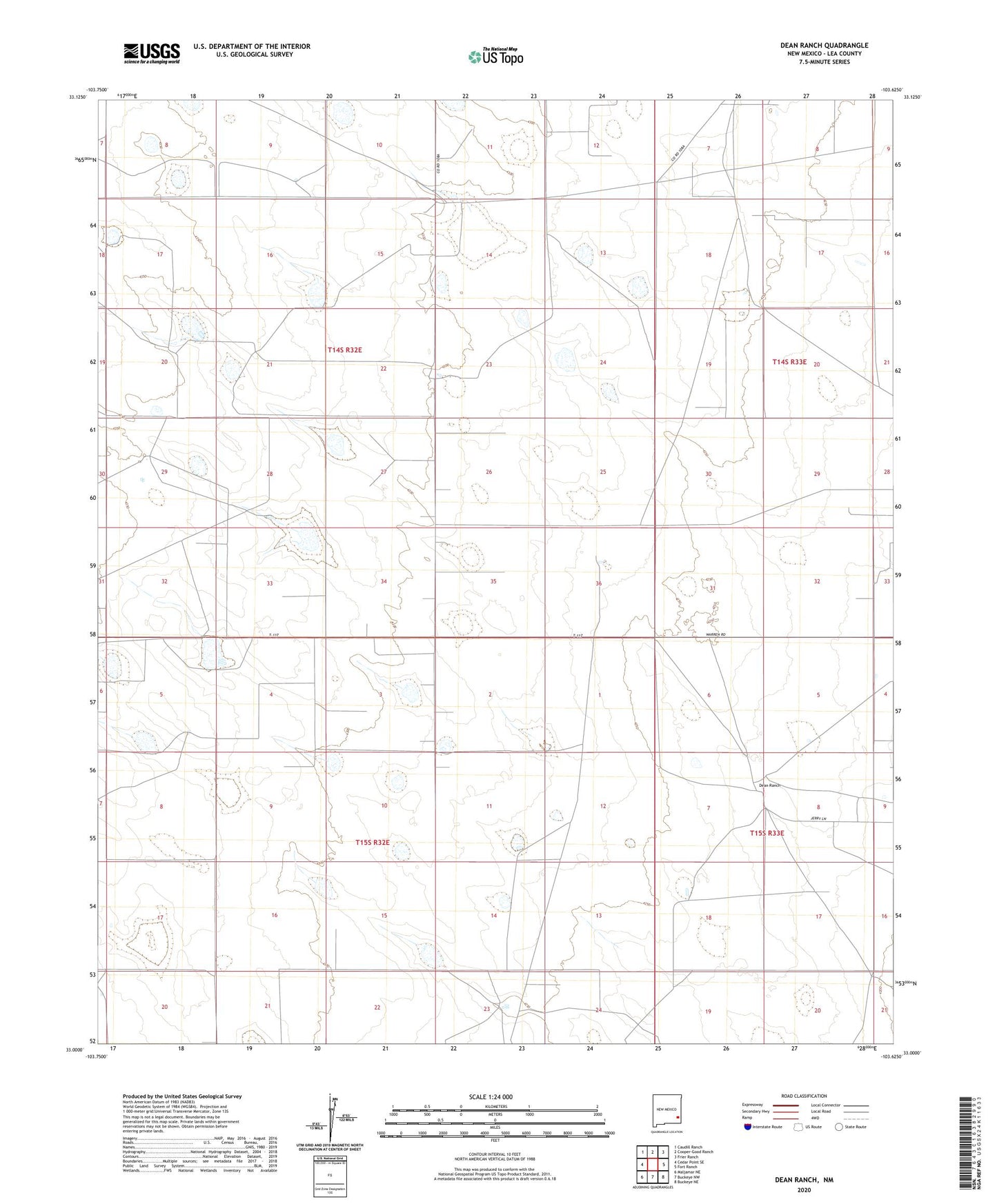 Dean Ranch New Mexico US Topo Map Image