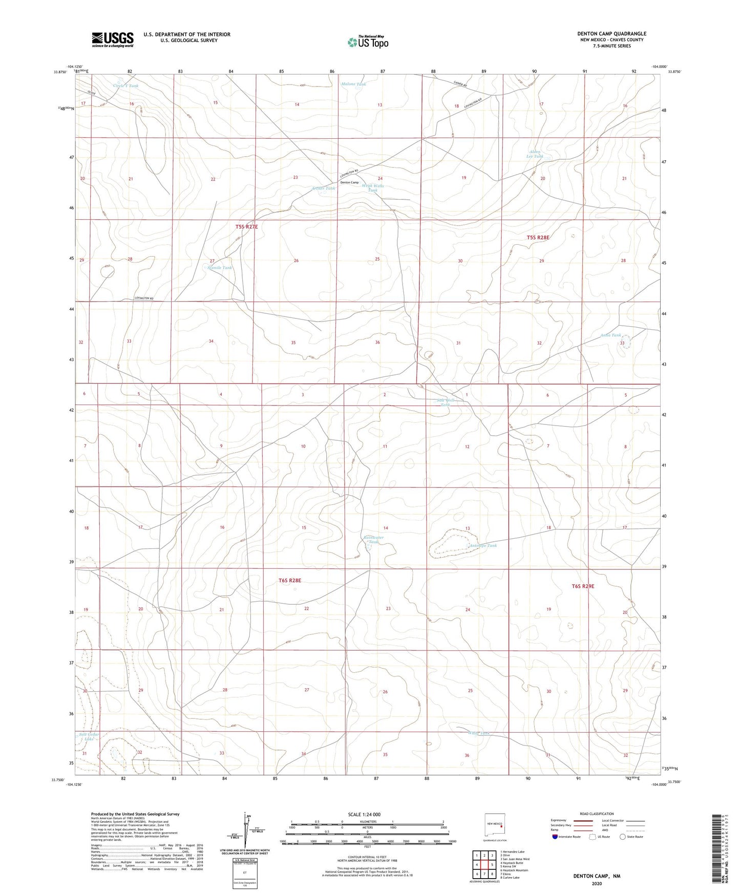 Denton Camp New Mexico US Topo Map Image