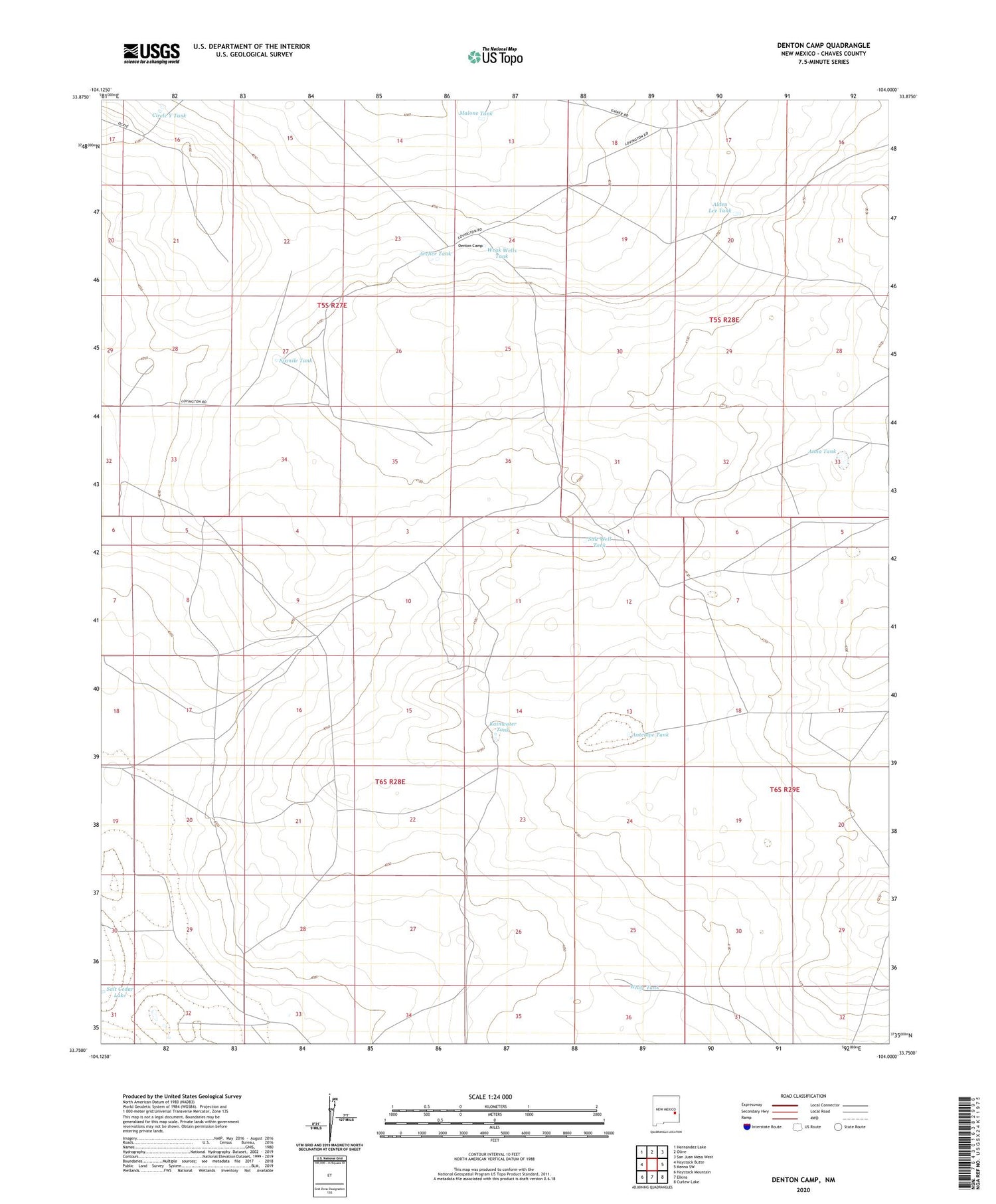 Denton Camp New Mexico US Topo Map Image