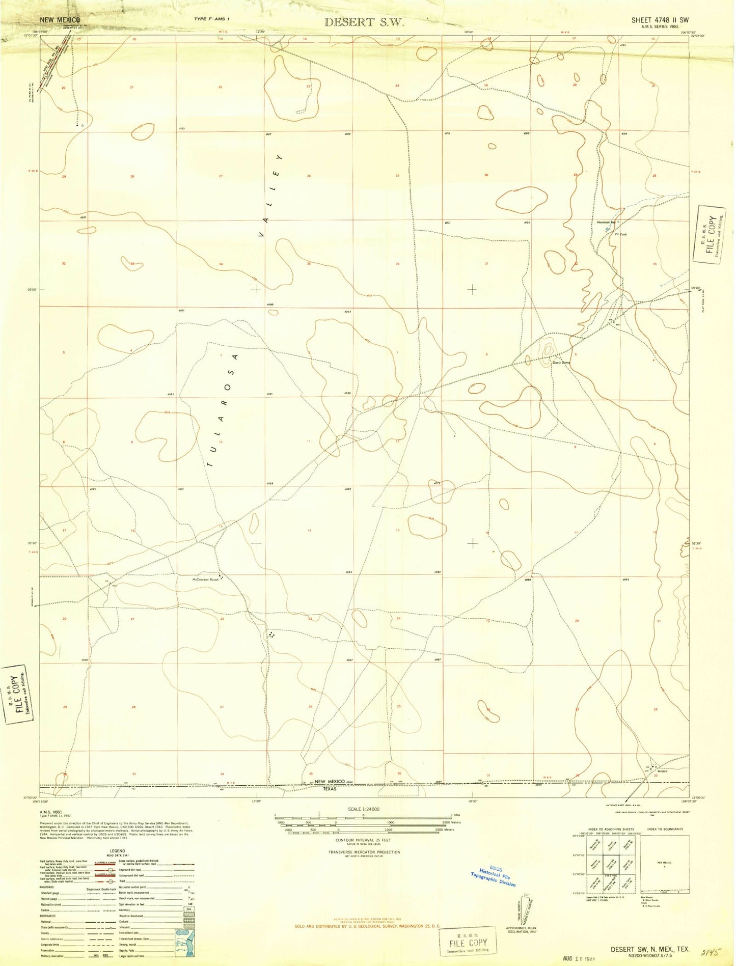 Classic USGS Desert SW New Mexico 7.5'x7.5' Topo Map Image