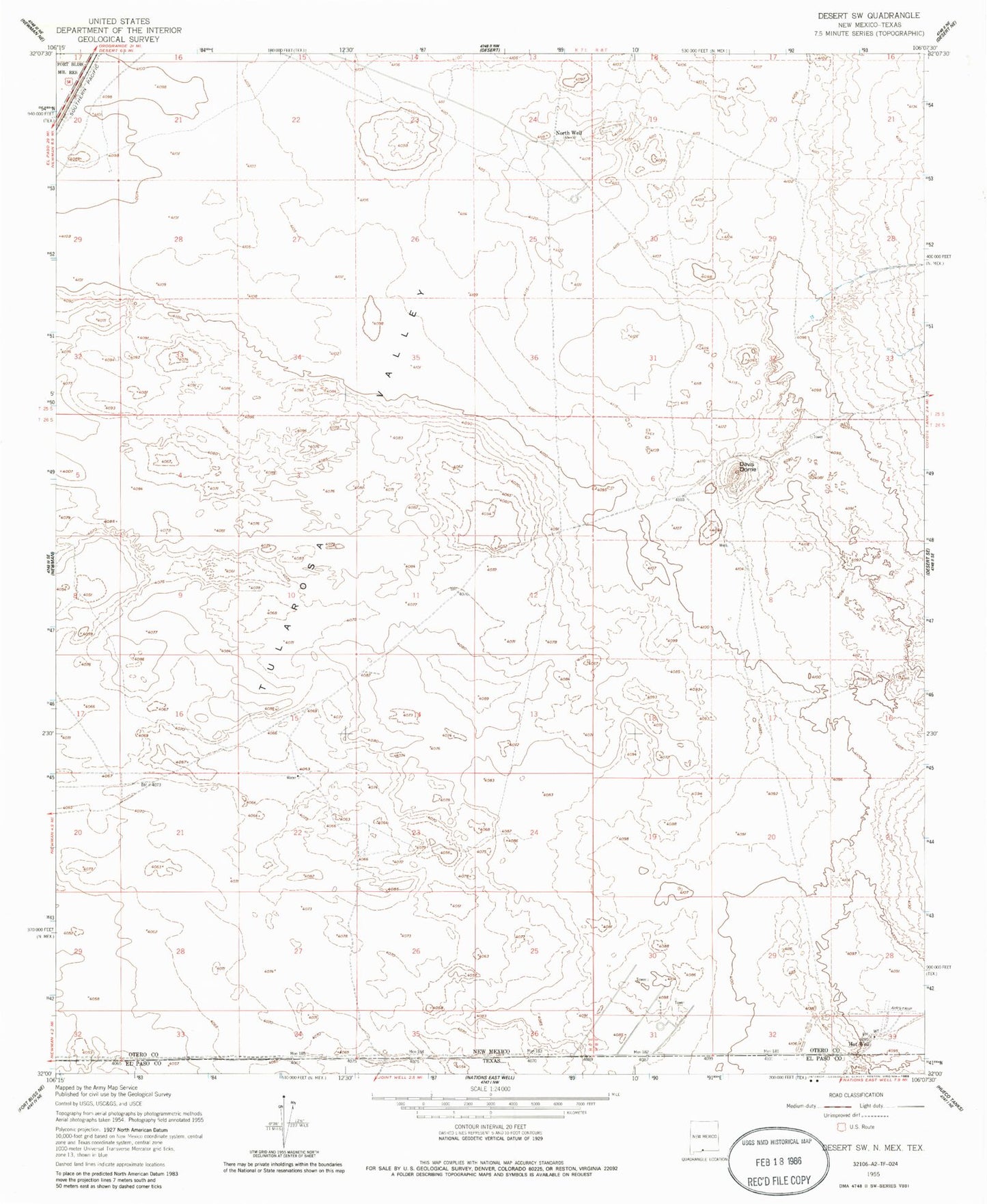 Classic USGS Desert SW New Mexico 7.5'x7.5' Topo Map Image
