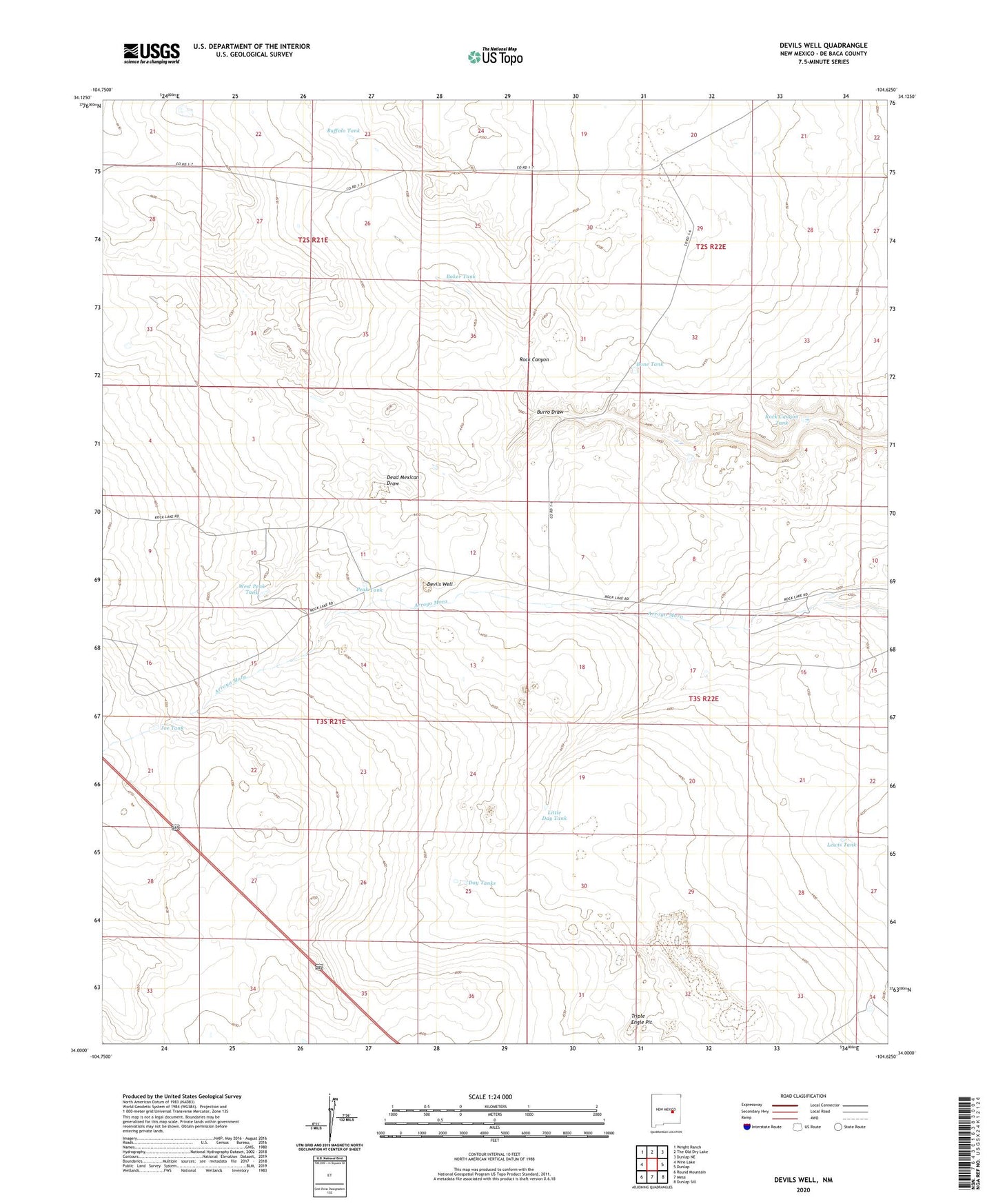 Devils Well New Mexico US Topo Map Image