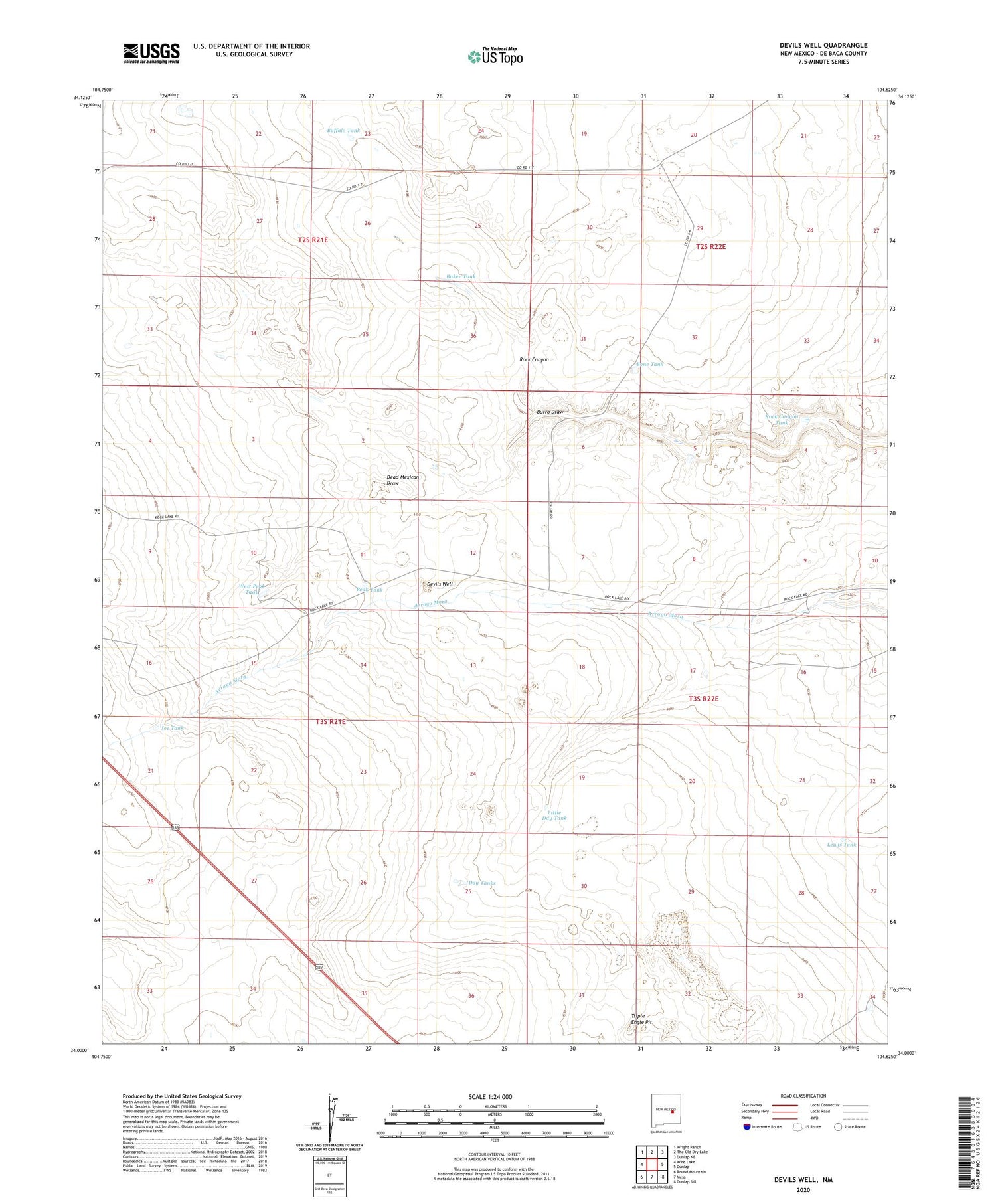 Devils Well New Mexico US Topo Map Image
