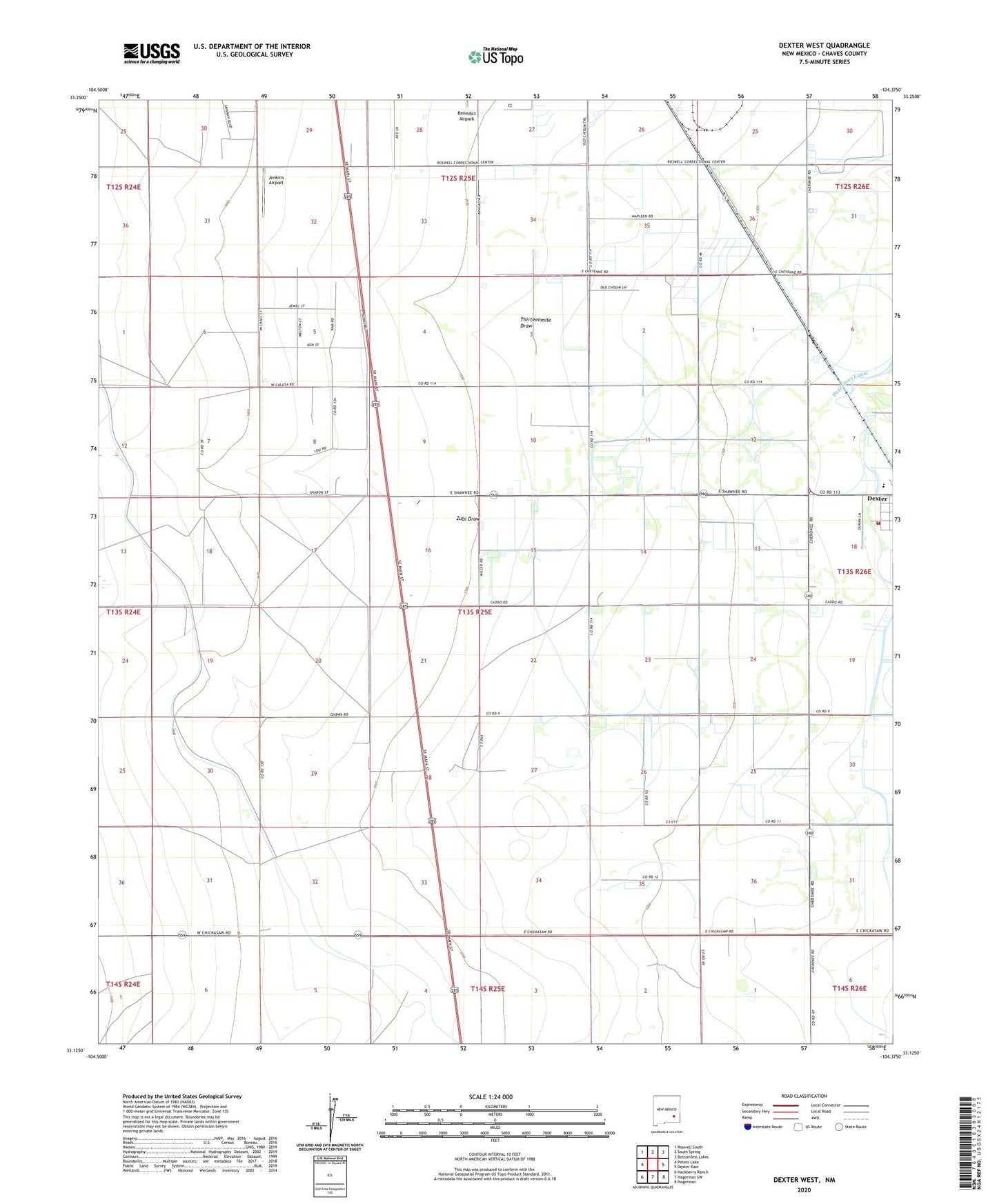 Dexter West New Mexico US Topo Map Image