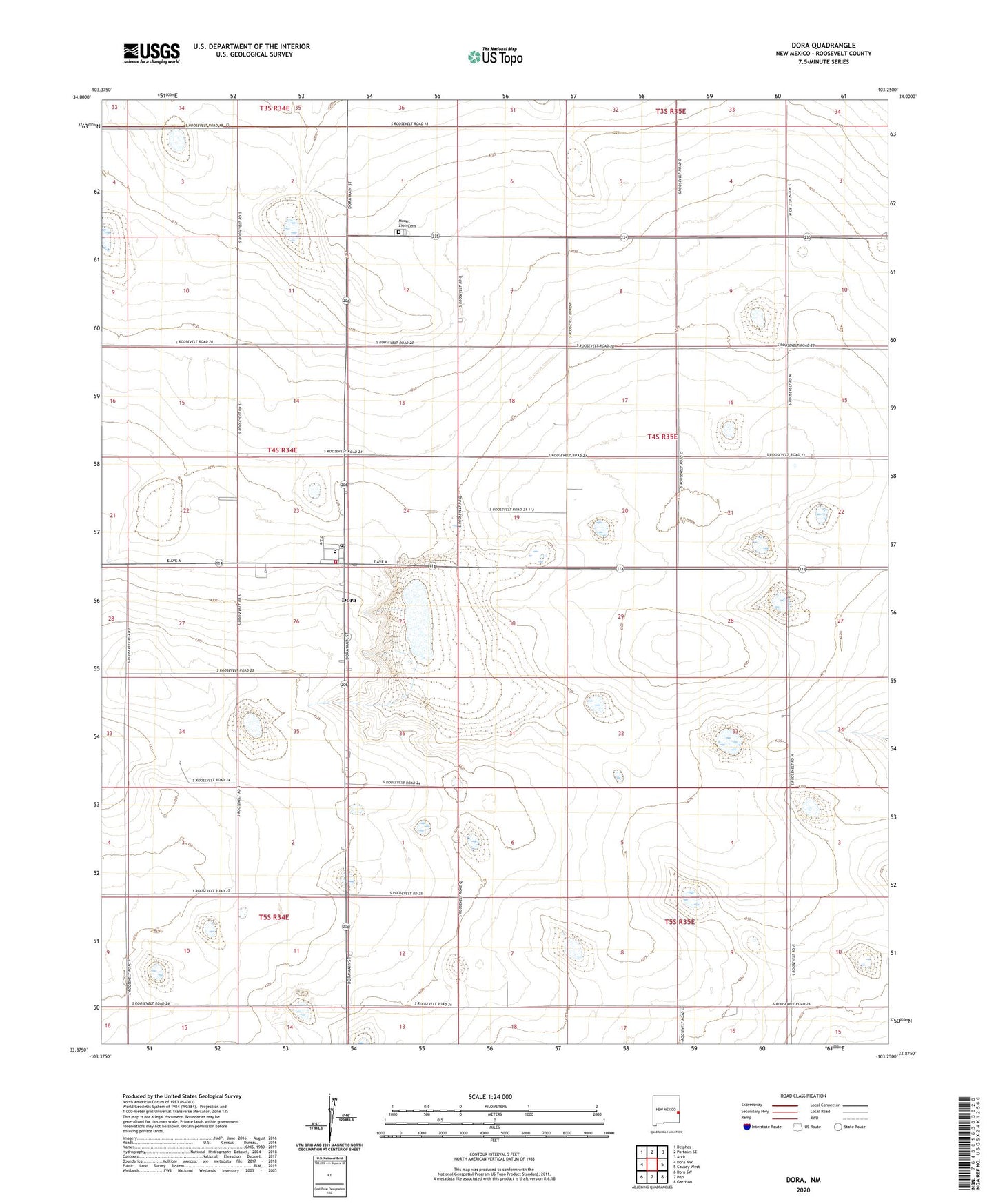 Dora New Mexico US Topo Map Image