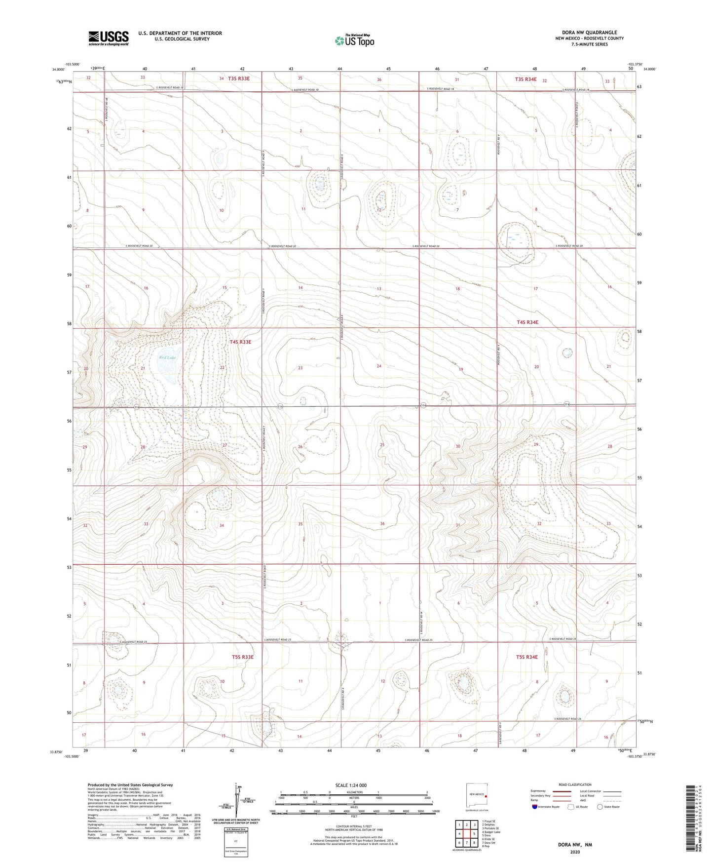 Dora NW New Mexico US Topo Map Image