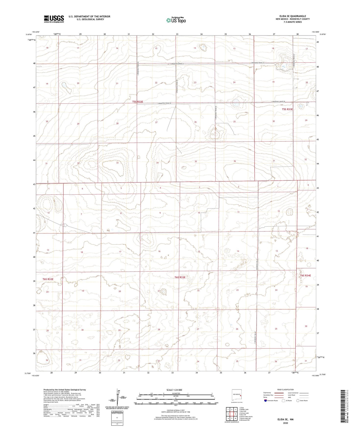 Elida SE New Mexico US Topo Map Image