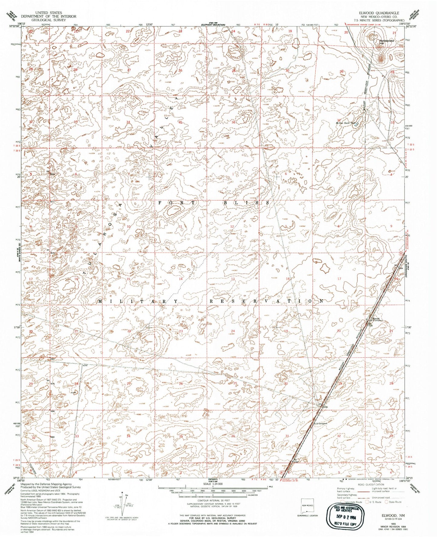 Classic USGS Elwood New Mexico 7.5'x7.5' Topo Map Image