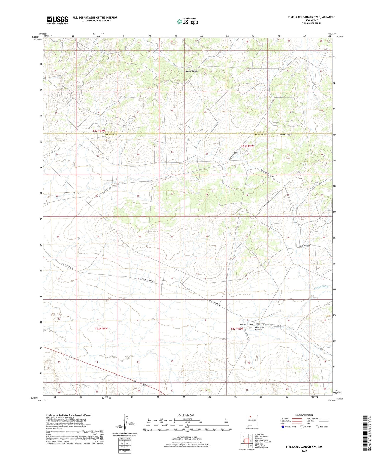 Five Lakes Canyon NW New Mexico US Topo Map Image