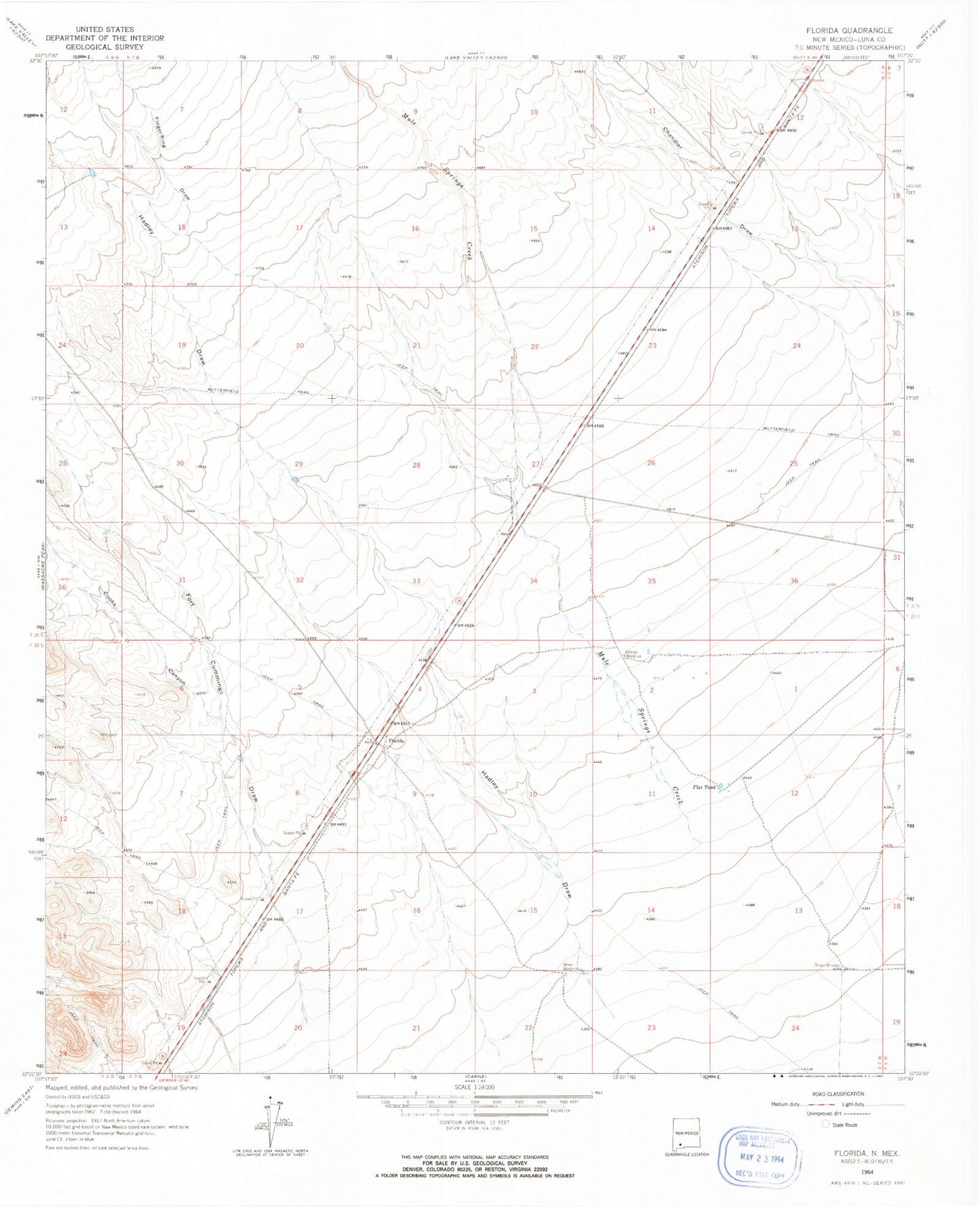 Classic USGS Florida New Mexico 7.5'x7.5' Topo Map Image