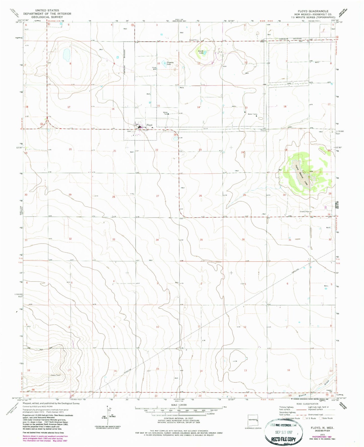Classic USGS Floyd New Mexico 7.5'x7.5' Topo Map Image