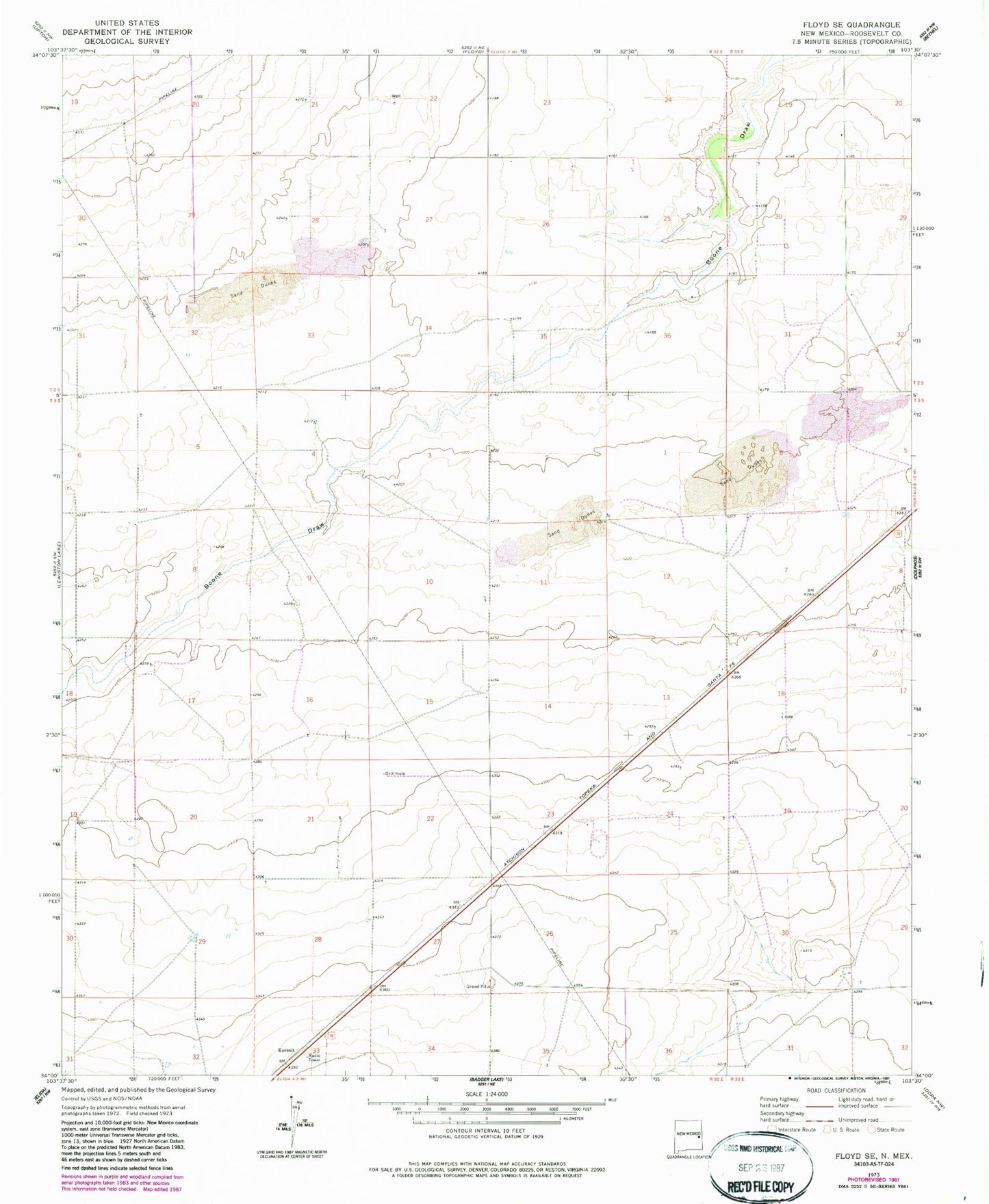 Classic USGS Floyd SE New Mexico 7.5'x7.5' Topo Map Image