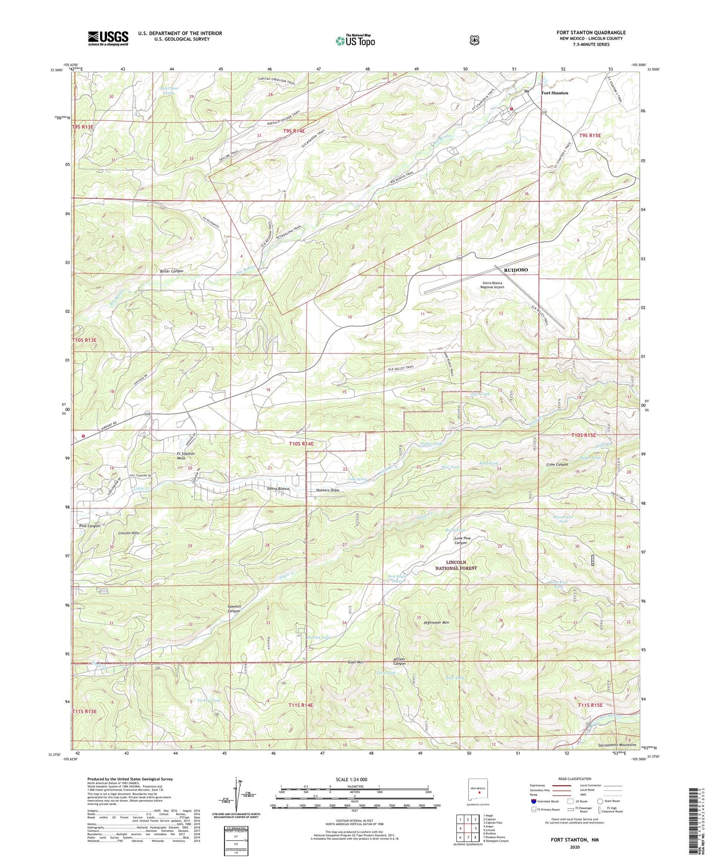 Fort Stanton New Mexico US Topo Map Image