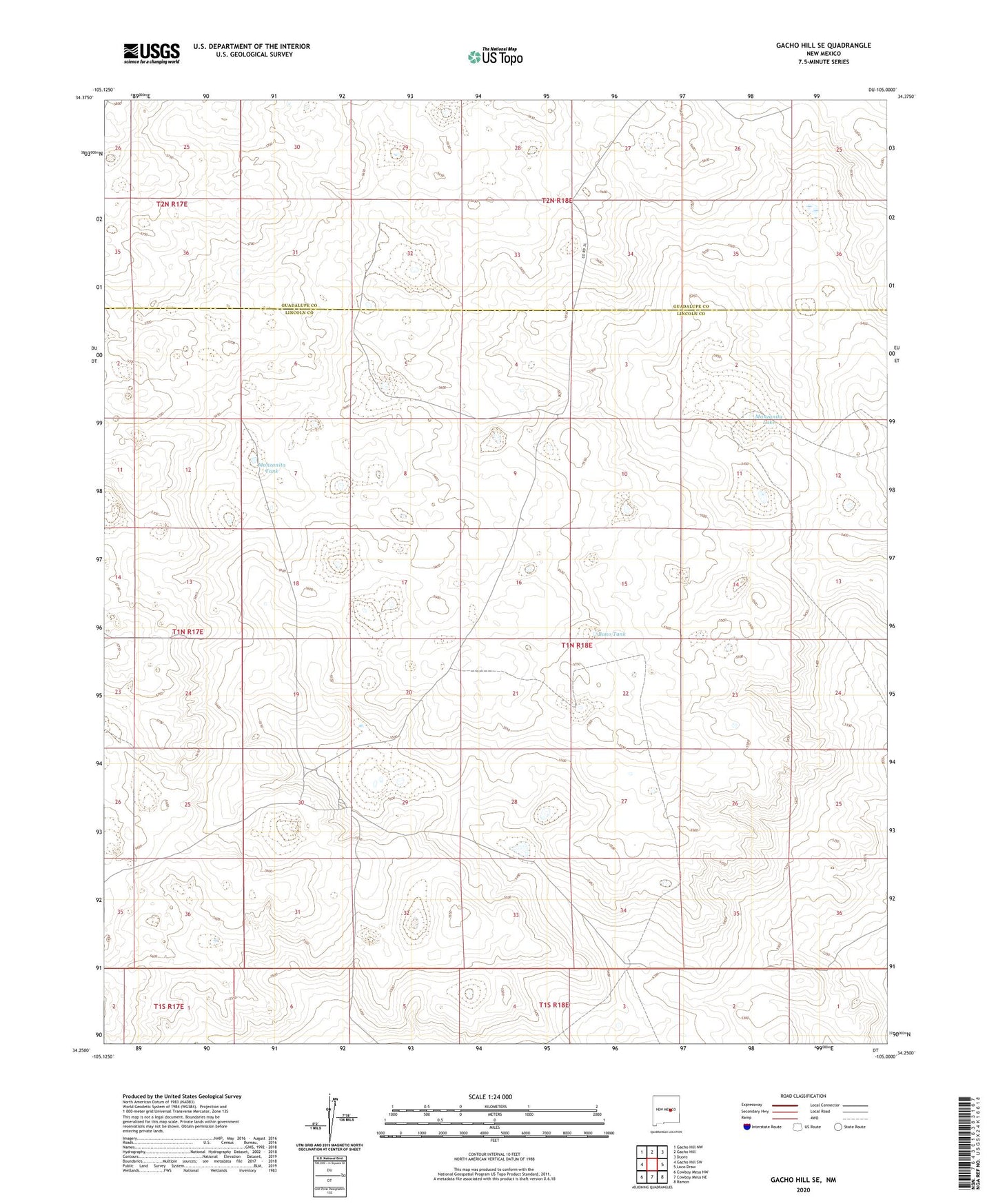 Gacho Hill SE New Mexico US Topo Map Image
