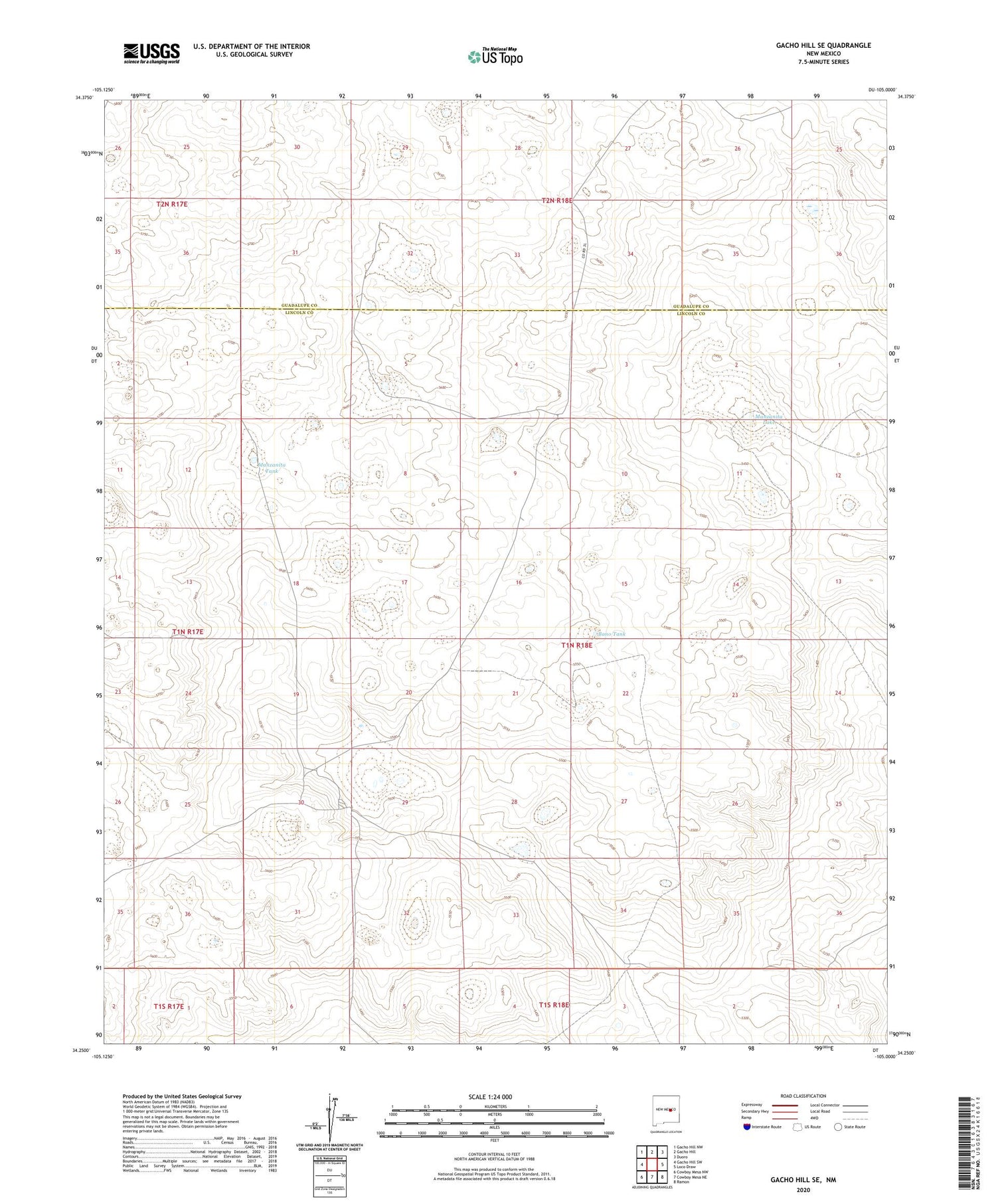 Gacho Hill SE New Mexico US Topo Map Image