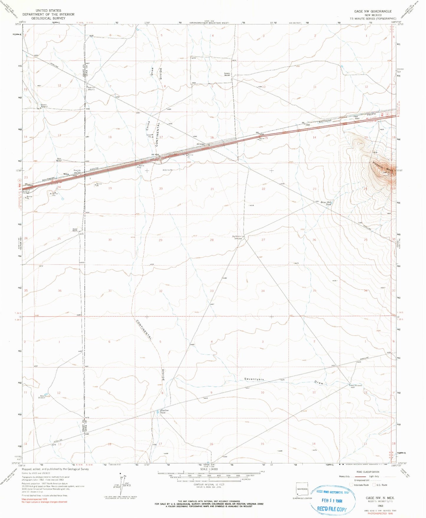 Classic USGS Gage NW New Mexico 7.5'x7.5' Topo Map Image