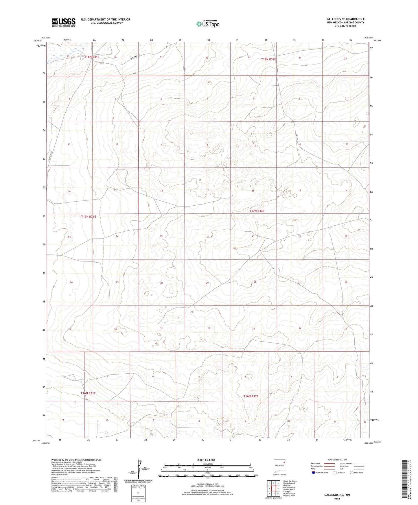 Gallegos NE New Mexico US Topo Map Image