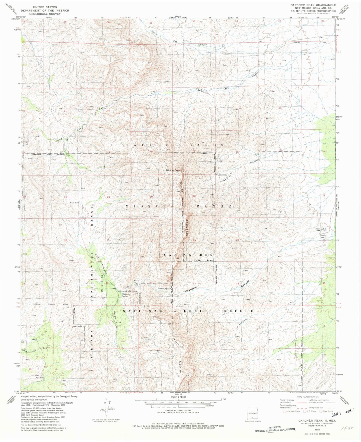 Classic USGS Gardner Peak New Mexico 7.5'x7.5' Topo Map Image