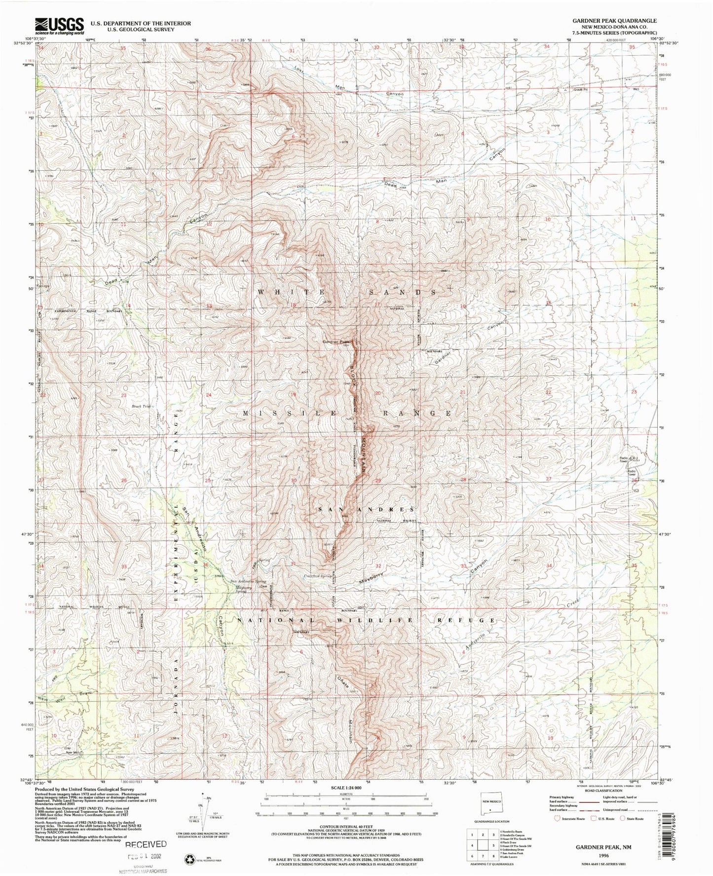 Classic USGS Gardner Peak New Mexico 7.5'x7.5' Topo Map Image