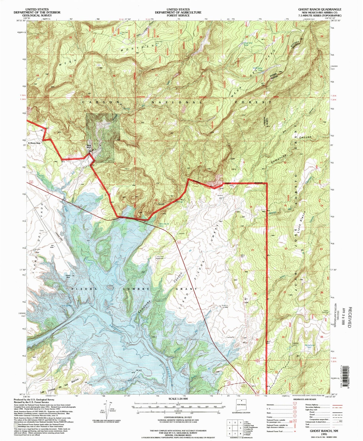 Classic USGS Ghost Ranch New Mexico 7.5'x7.5' Topo Map Image