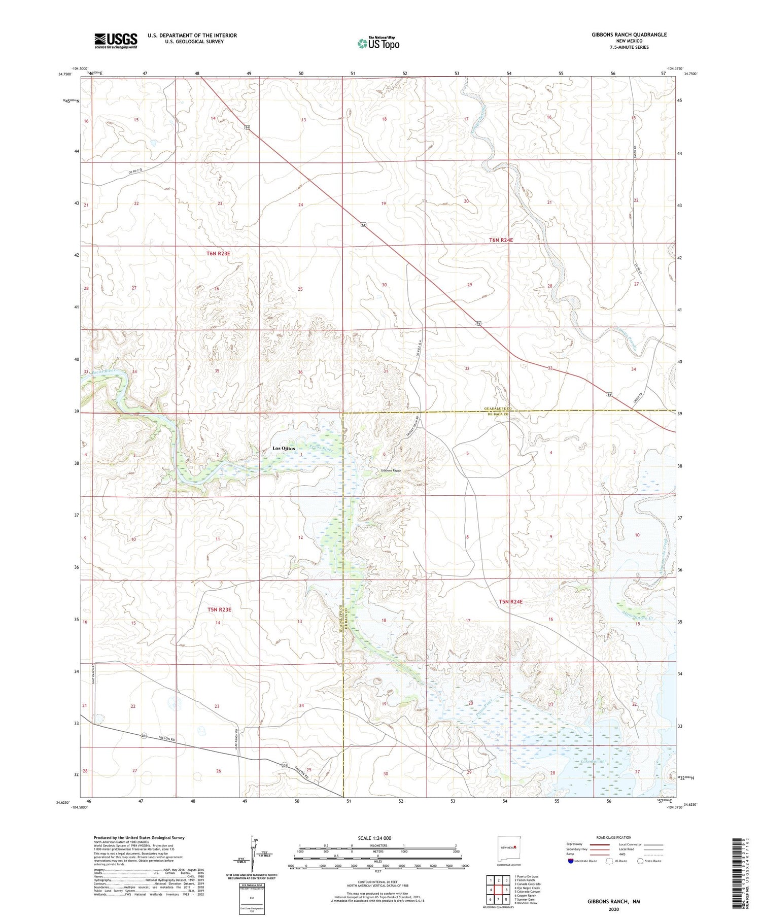 Gibbons Ranch New Mexico US Topo Map Image