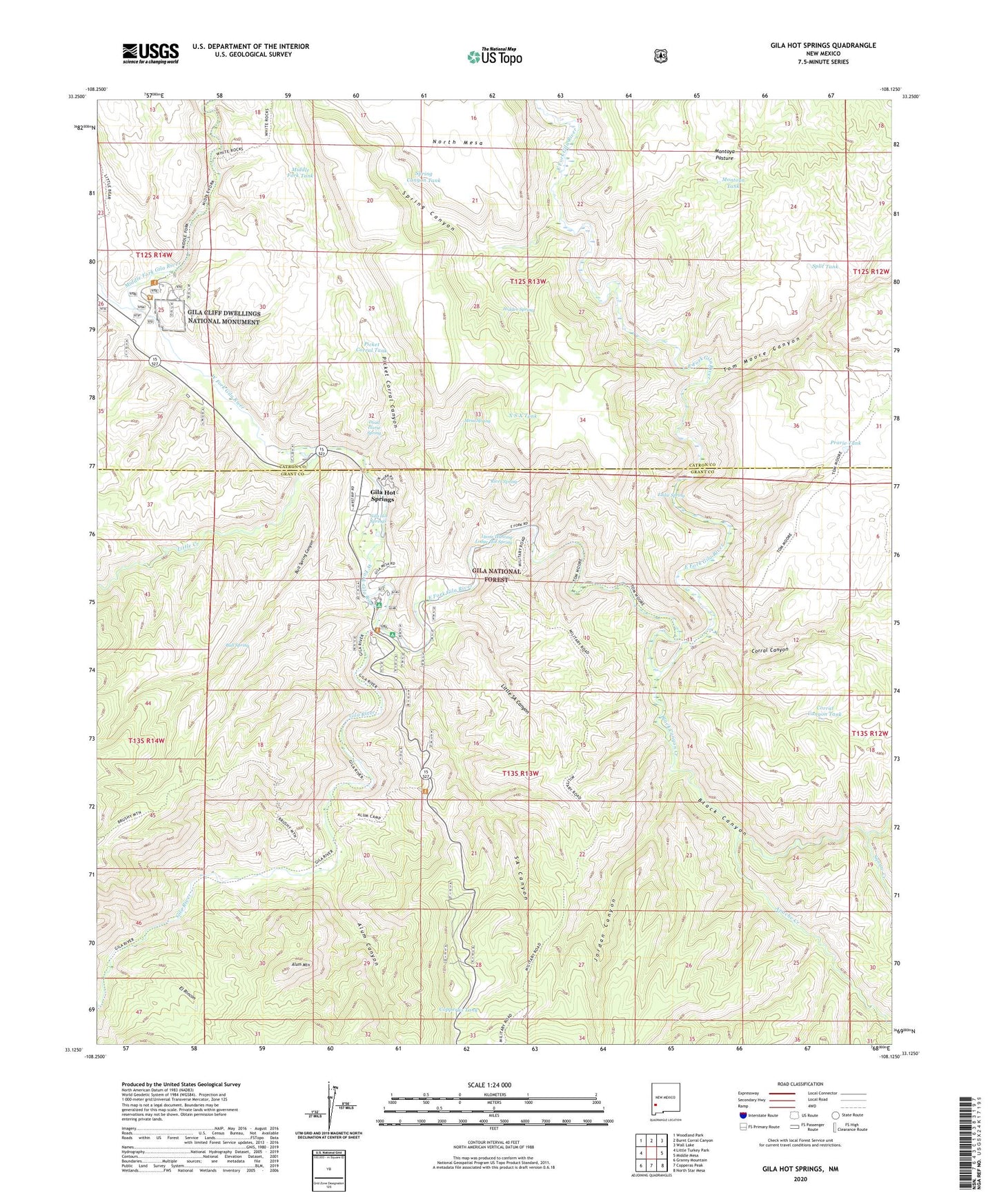 Gila Hot Springs New Mexico US Topo Map Image