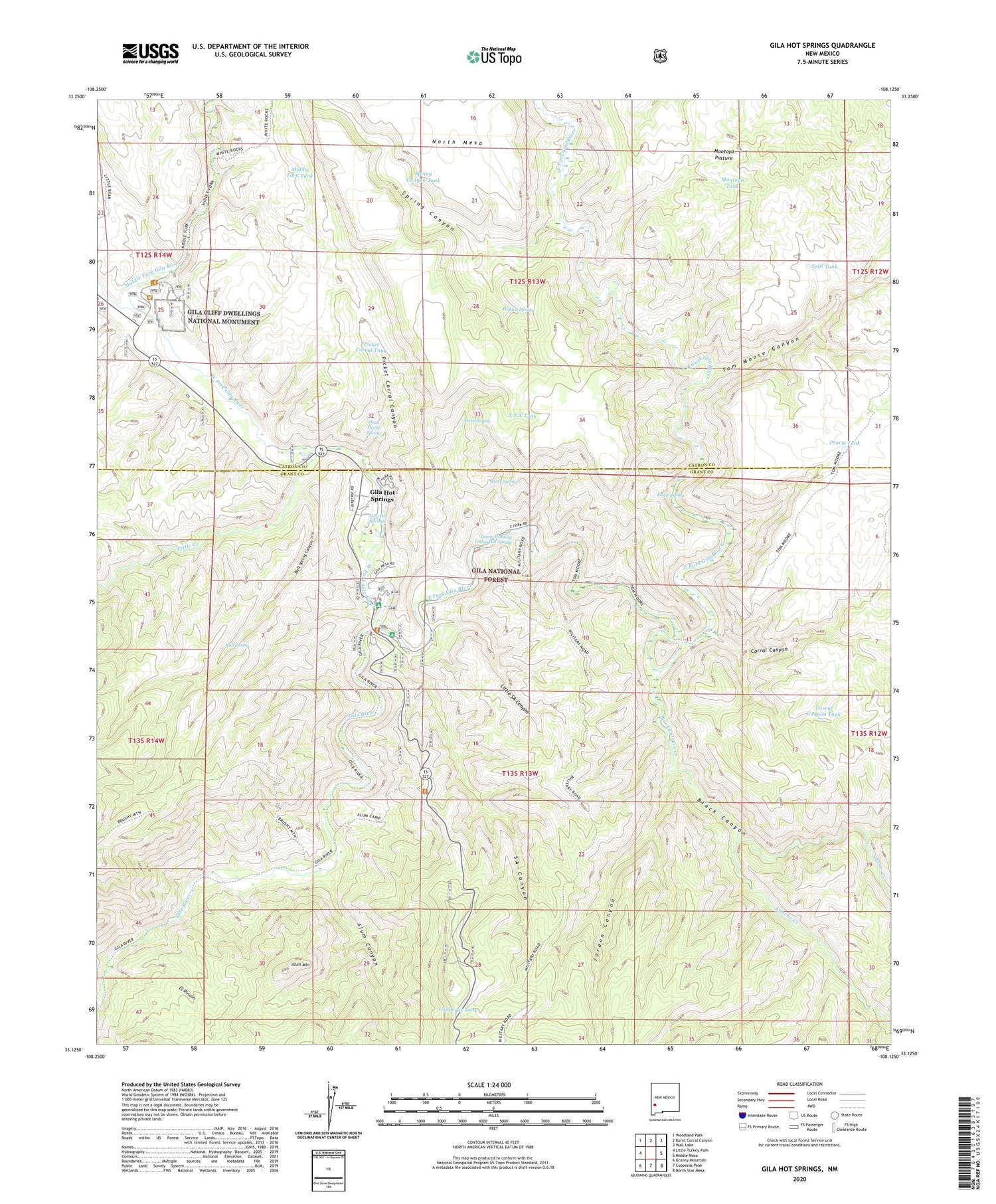 Gila Hot Springs New Mexico US Topo Map Image