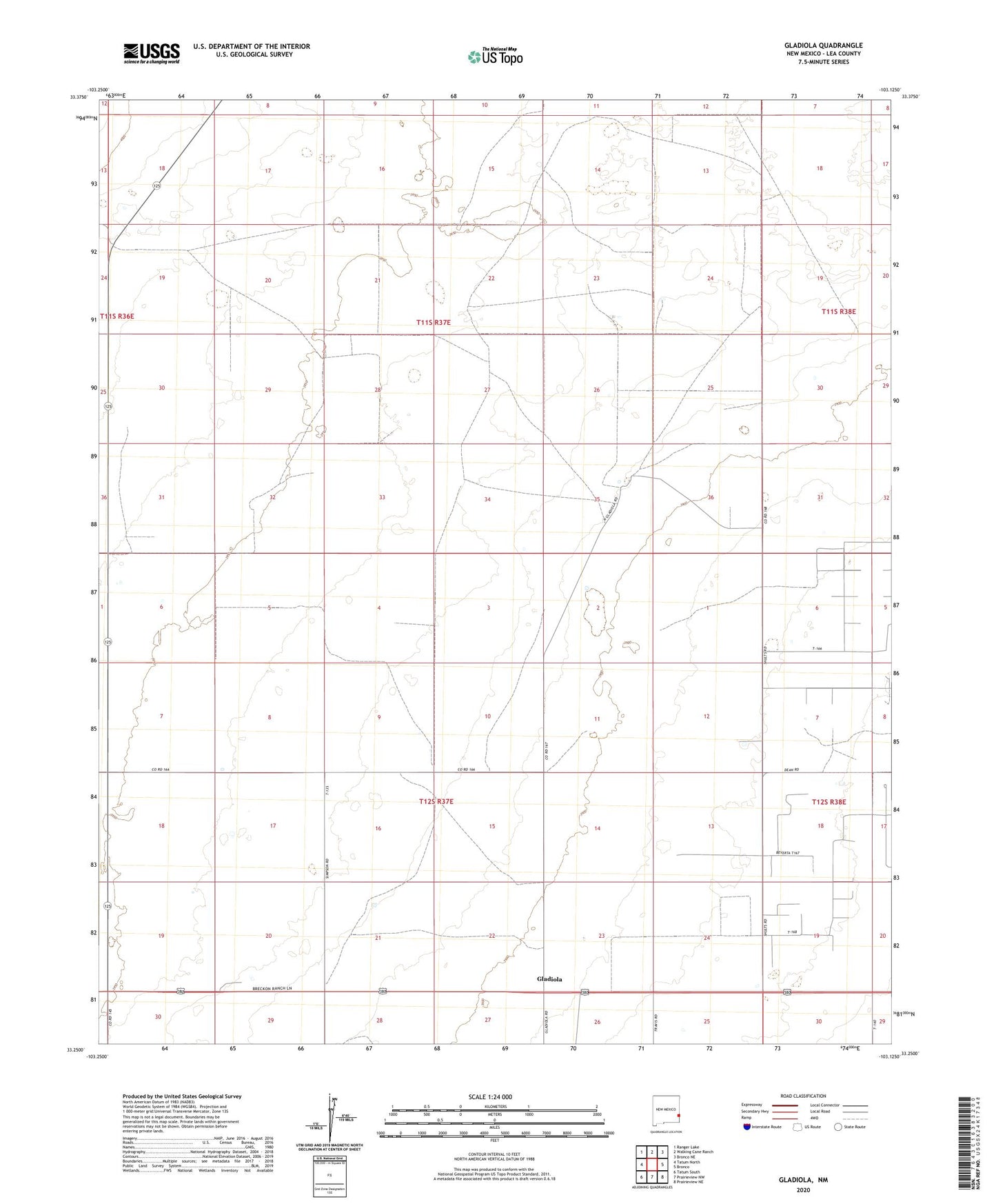 Gladiola New Mexico US Topo Map Image