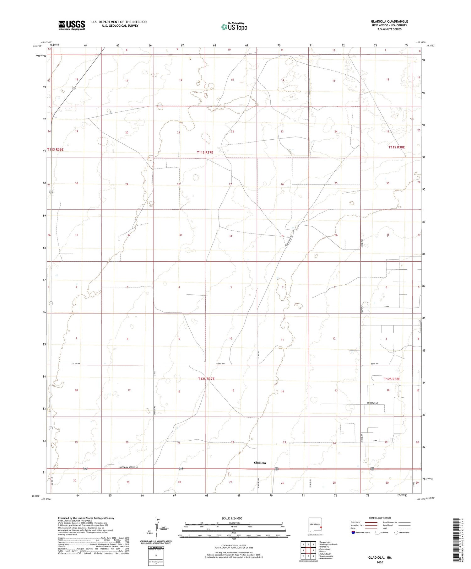 Gladiola New Mexico US Topo Map Image