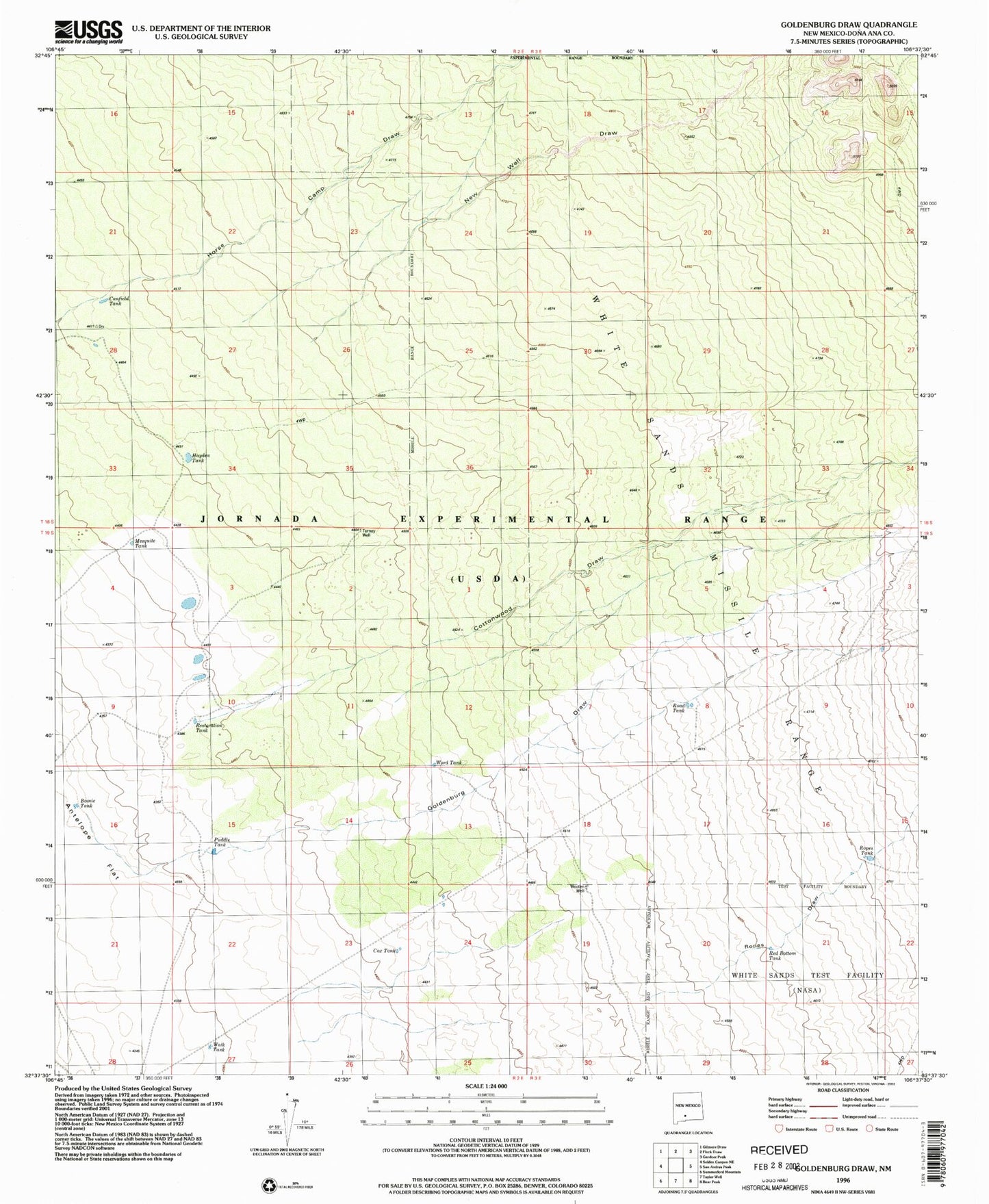 Classic USGS Goldenburg Draw New Mexico 7.5'x7.5' Topo Map Image