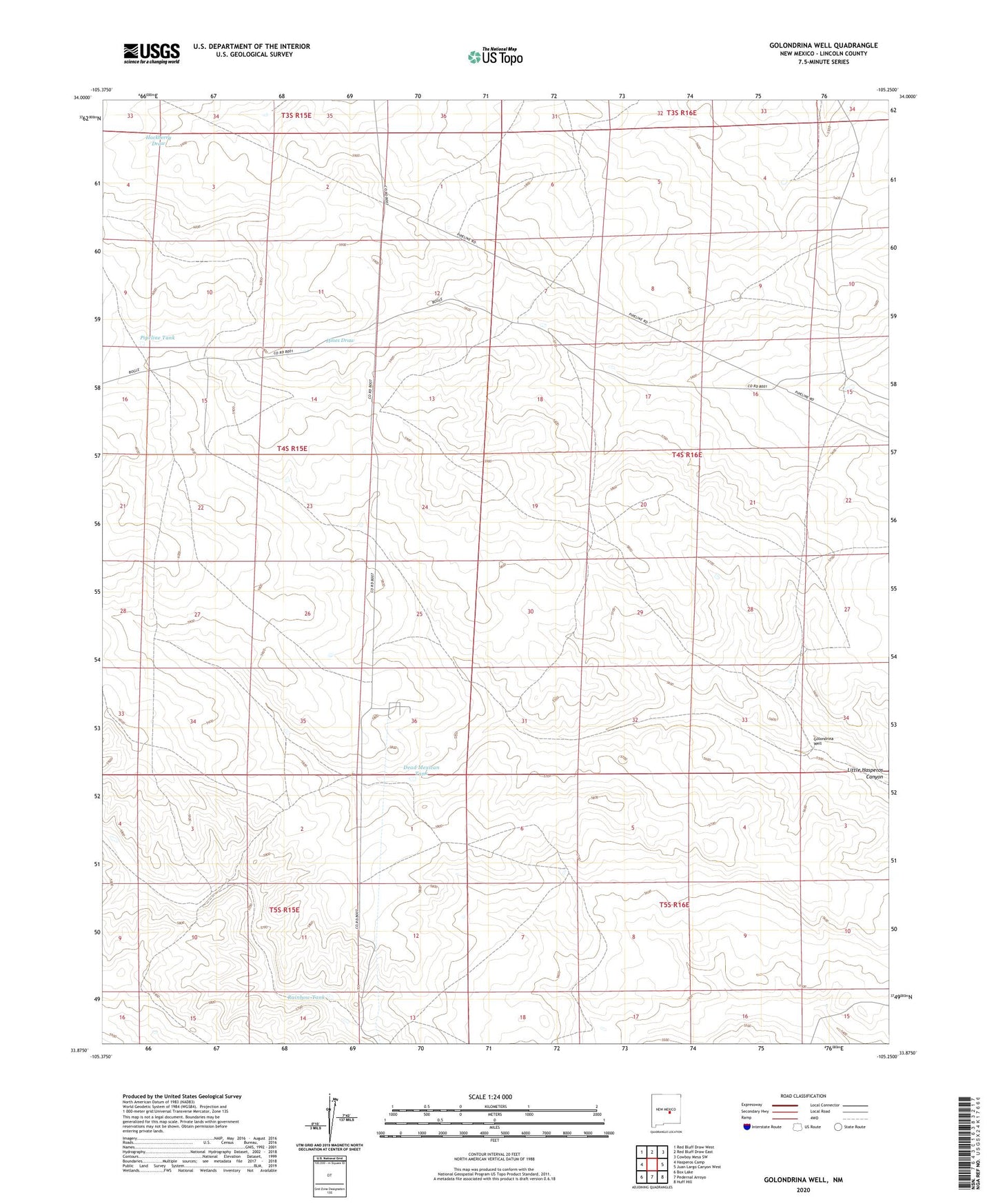 Golondrina Well New Mexico US Topo Map Image