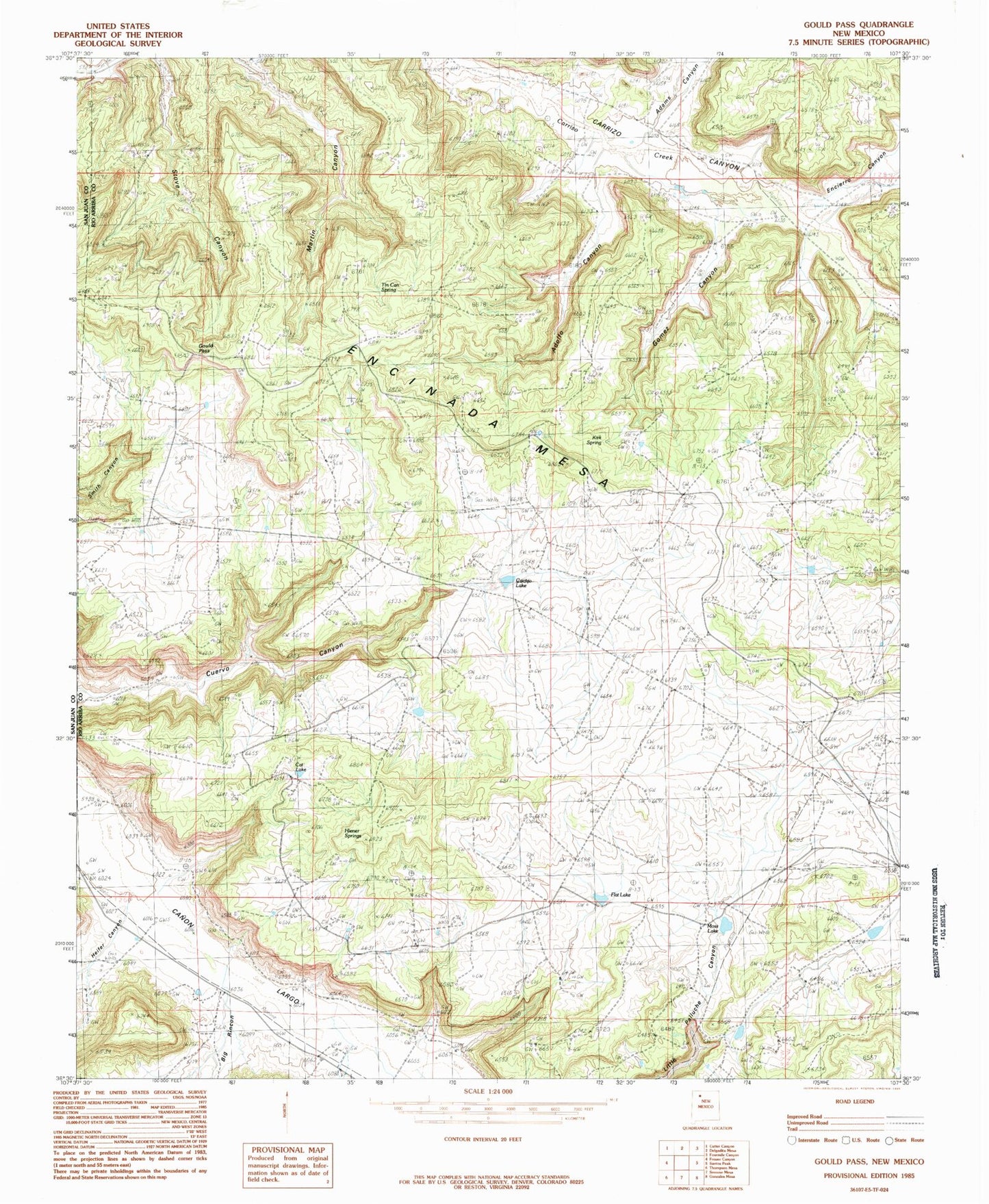 Classic USGS Gould Pass New Mexico 7.5'x7.5' Topo Map Image