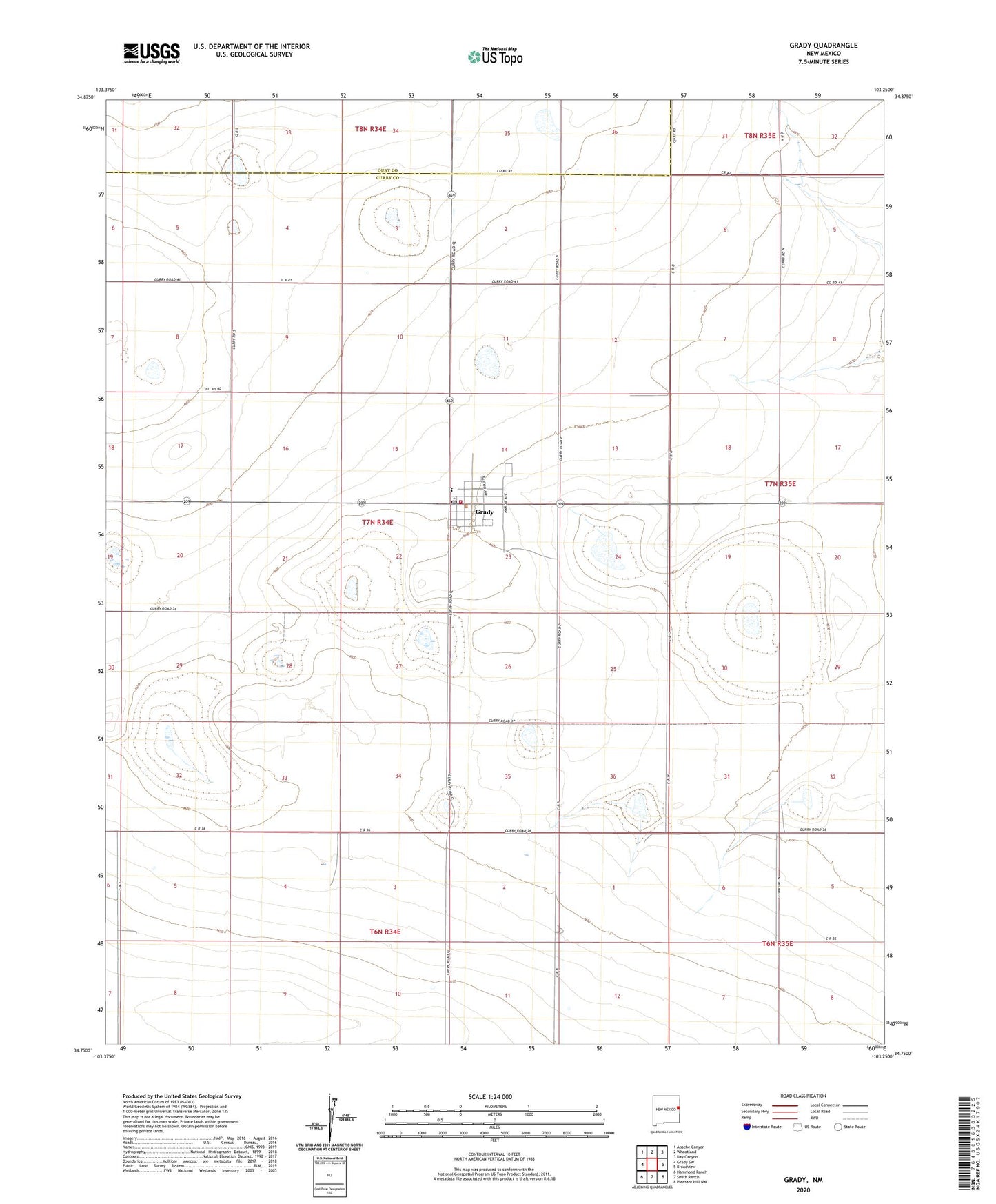 Grady New Mexico US Topo Map Image