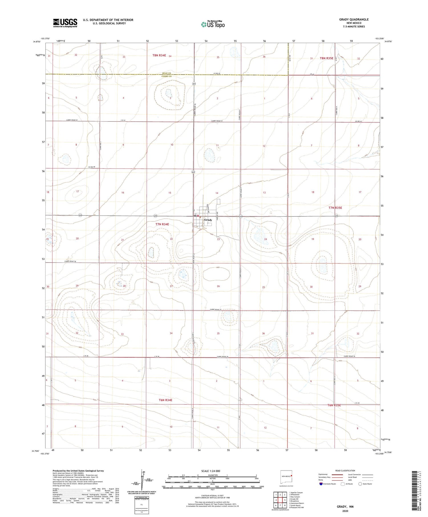 Grady New Mexico US Topo Map Image