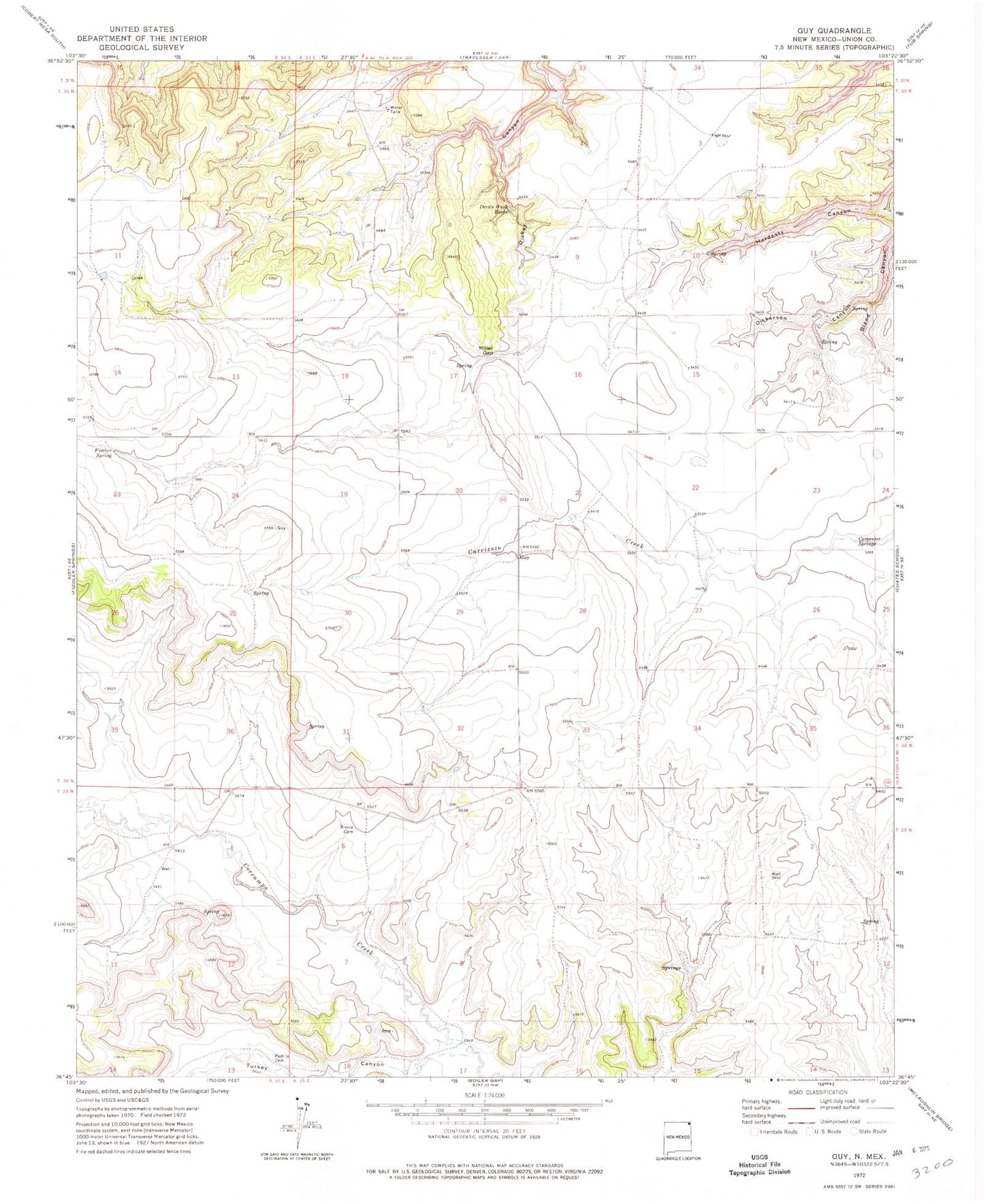 Classic USGS Guy New Mexico 7.5'x7.5' Topo Map Image