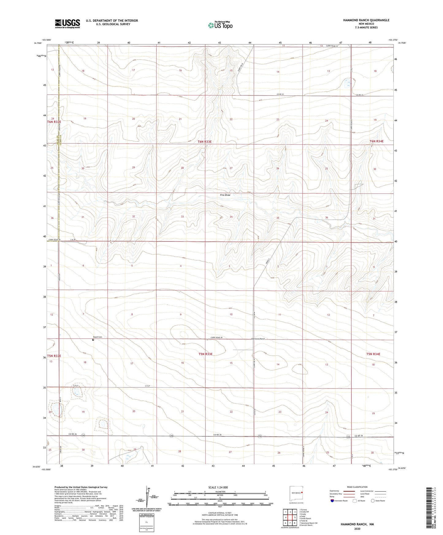 Hammond Ranch New Mexico US Topo Map Image