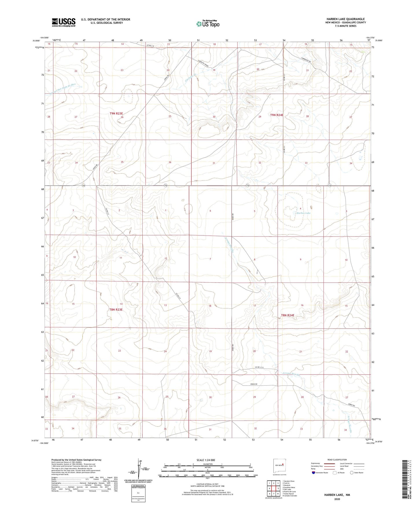 Harben Lake New Mexico US Topo Map Image